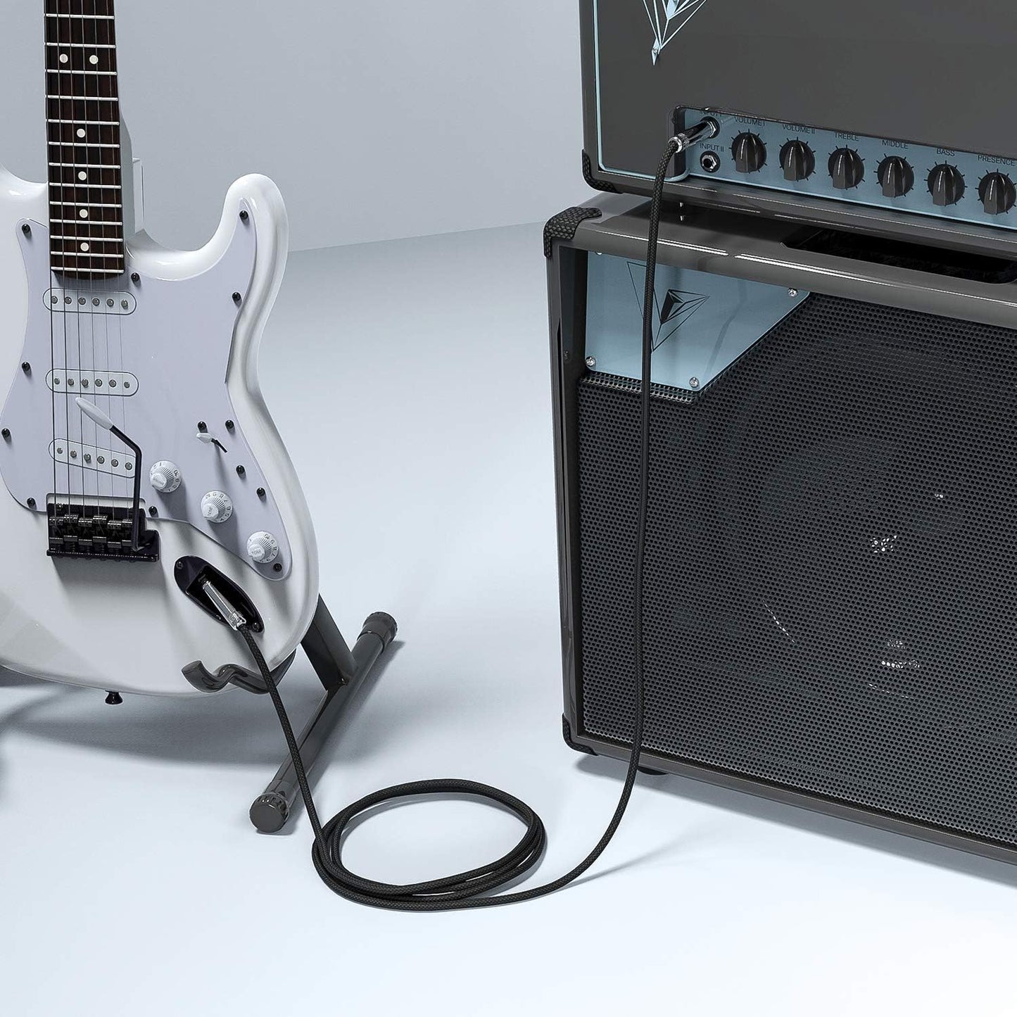 Cable de Guitarra, Cavo Audio Professionale, Adaptador de Audio Estéreo Balanceado Cable Trenzado de Nailon,Cable Amplificador de Bajo para Guitarra Eléctrica, Bajo, Mandolina Eléctrica (Recto, 6M)