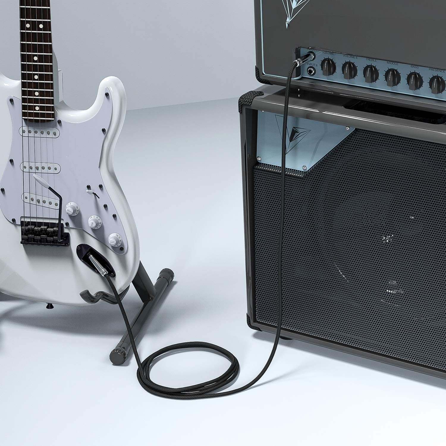 Cable de Guitarra, Cavo Audio Professionale, Adaptador de Audio Estéreo Balanceado Cable Trenzado de Nailon,Cable Amplificador de Bajo para Guitarra Eléctrica, Bajo, Mandolina Eléctrica (Recto, 6M)