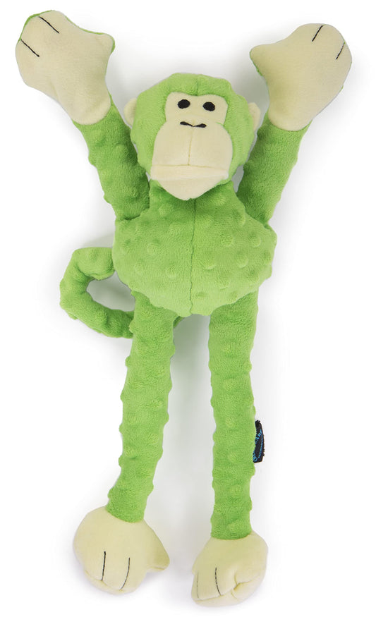 goDog Crazy Tugs Monkey - Juguete de Peluche chirriante, tecnología de protección para Masticar, Color Verde, Grande