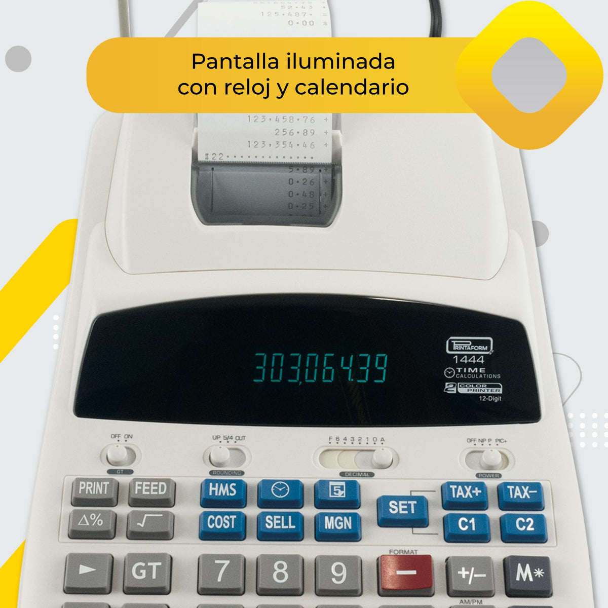 Calculadora de Escritorio Printaform Pantalla Luminosa con Impresora para Trabajo Rudo