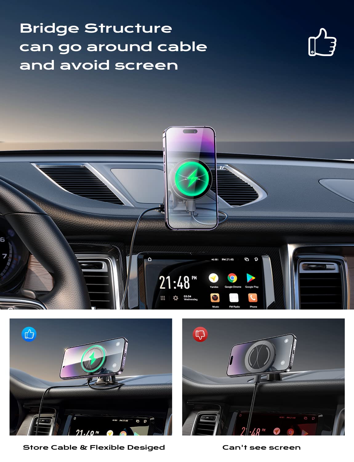 LISEN Soport Celular Automóvil Magsafe, Base Porta Auto para Rejillas de Aire & Salpicadero Parabrisas 360° Giratorio, Compatible con iPhone 16/15/14/13/12 y Otros Dispositivos con Anillo Magnético