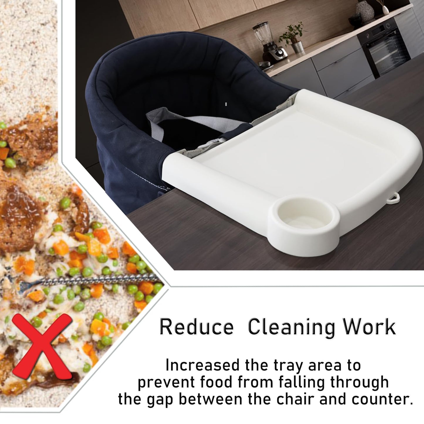 Bandeja de alimentación para bebé compatible con Silla de mesa Fast de Inglesina Bandeja de alimentación para bebé de silicona para silla de mesa Fast con clip. Bandeja desmontable para comer de
