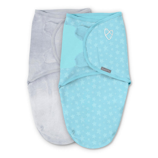SwaddleMe by Ingenuity Original Swaddle, tamaño pequeño/Mediano, para Edades de 0 a 3 Meses, 7 a 14 Libras, hasta 26 Pulgadas de Largo, Paquete de 2 Mantas para bebé