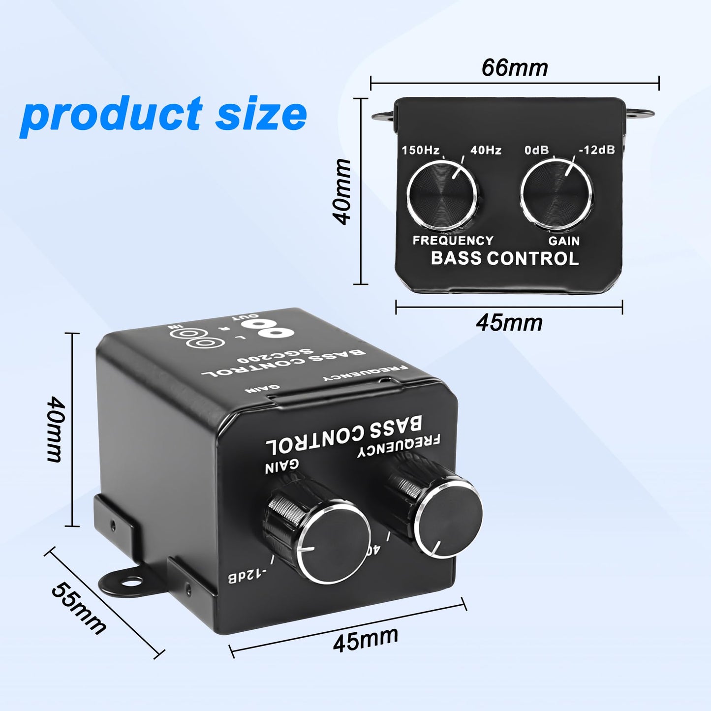 Perilla de Bajo MEIRIYFA RCA para Amplificador de Coche en Negro, Regulador Universal de Ganancia de Audio