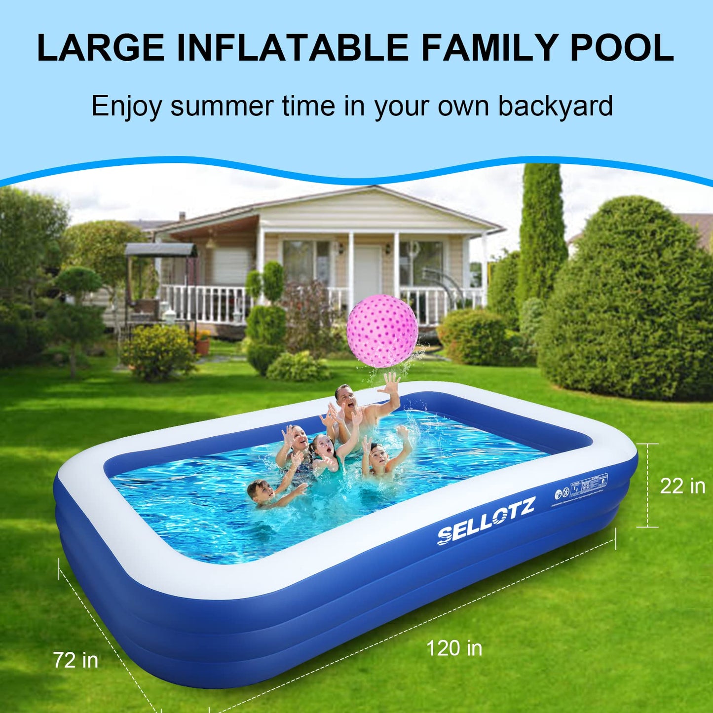 Piscina Inflable SELLOTZ Azul Gruesa de Gran Tamaño para Niños y Adultos