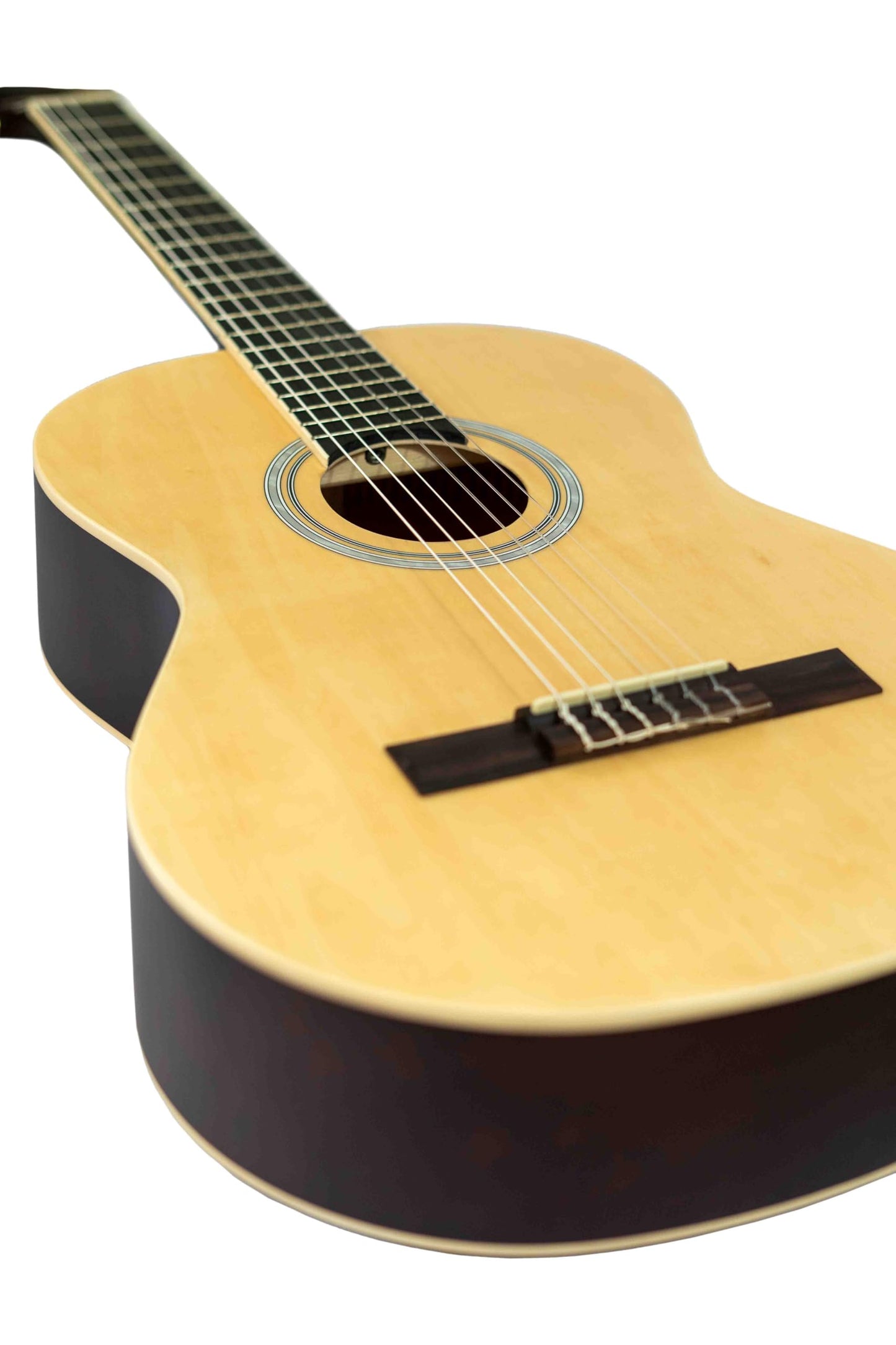 BAMBOO, Guitarra Clasica Acustica Estudio Natural con Funda, 39 pulgadas, madera Linden. Cuerdas de Nylon. Ideal Estudiantes.