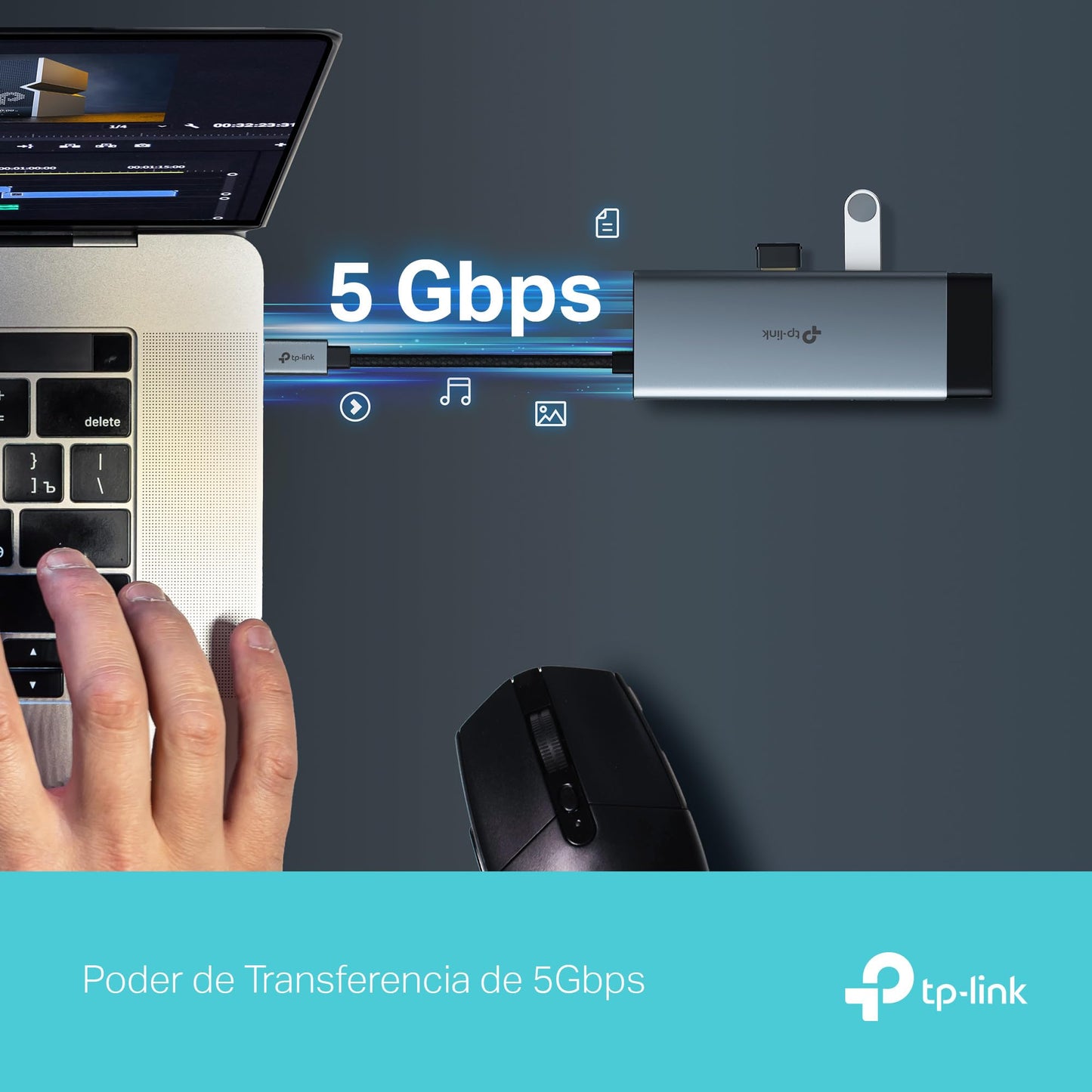 TP-Link Hub de Entrada USB C 6 en 1, PD100W, 4K 60Hz HDMI, USB C 5Gbps, 2× USB A 5Gbps, Gigabit Ethernet, Compatible con MacOS, Windows, Linux, iPad OS, iOS, Android, ChromeOS, Nintendo (UH6120C)