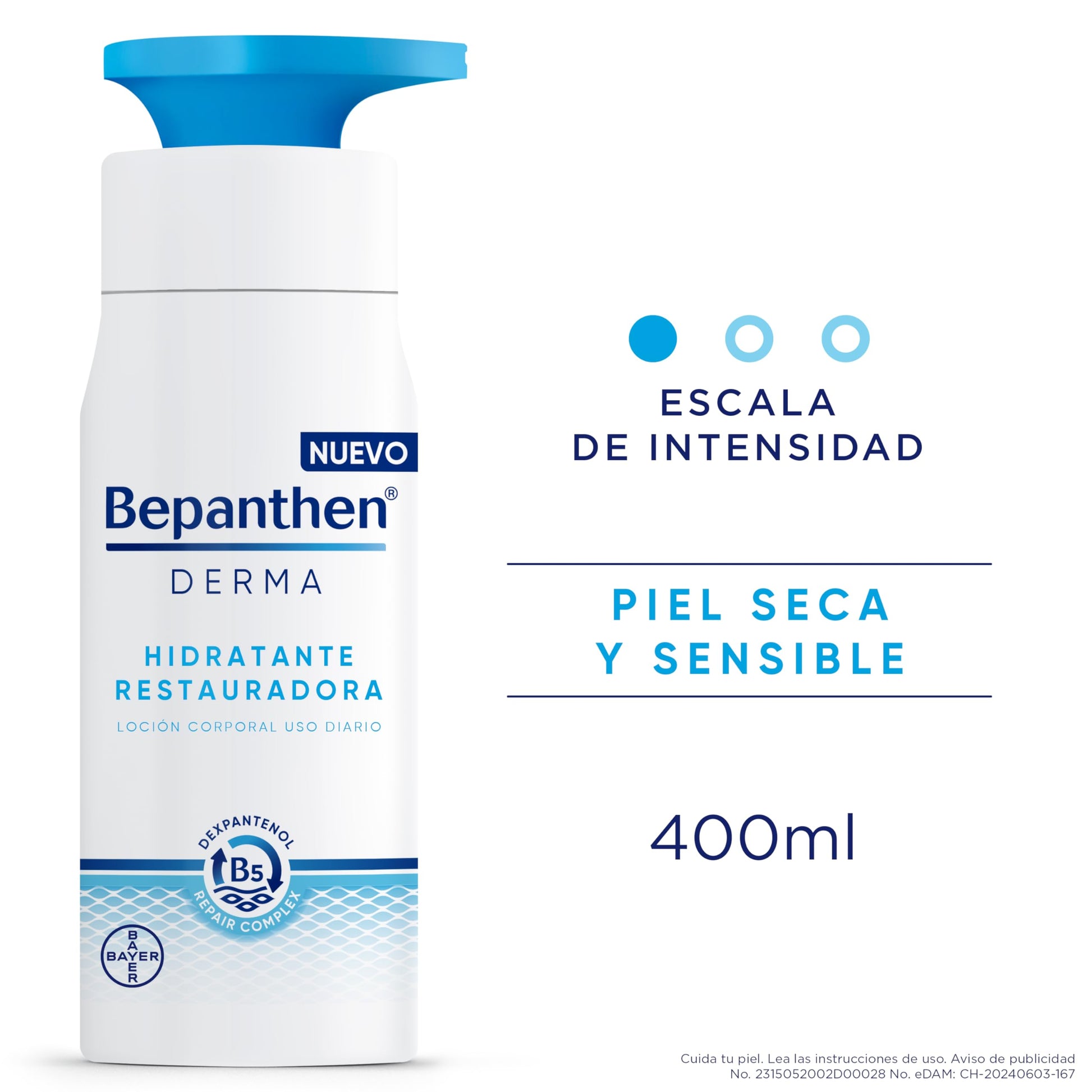 Bepanthen Derma Crema Corporal, Crema Hidratante Restauradora de Uso Diário para Piel Seca y Sensible, 400ml