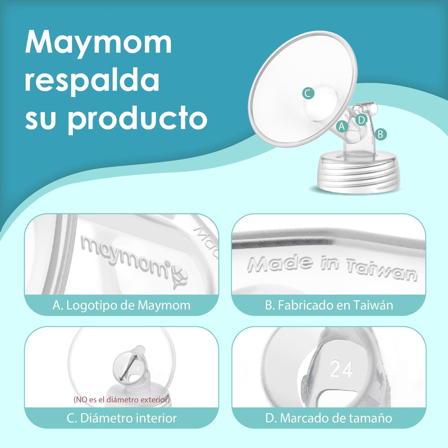 Maymom pieza de extracción de cuello ancho compatible con bombas S1/S2 de Spectra; incluye Embudo de boca ancha; no es producto original; 1 unidad transparente, 14 mm.
