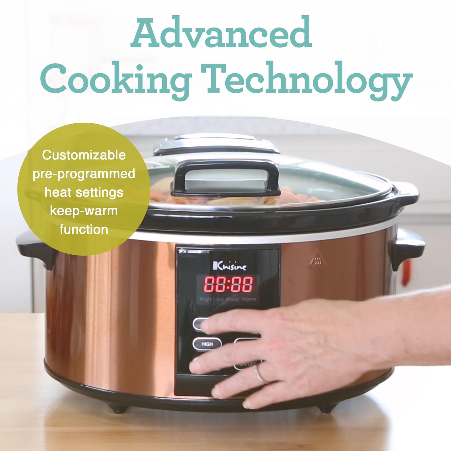 Olla de Cocción Lenta Euro Cuisine SCX6 Digital Programable para Comidas Familiares Grandes