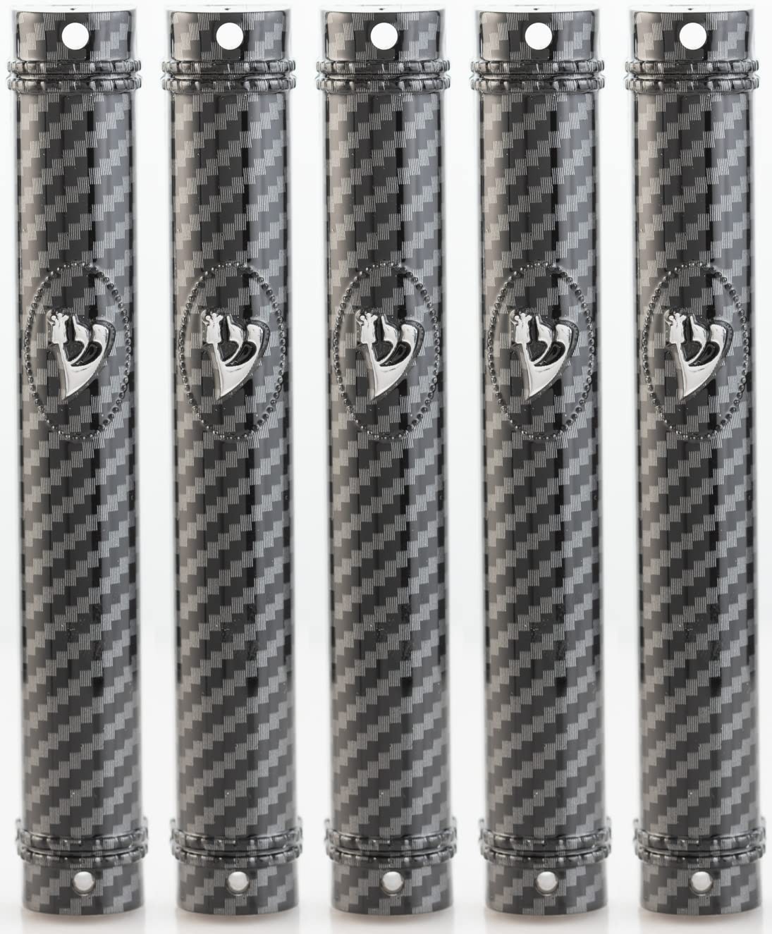 MEZUZAH - Soporte para funda (shidell), plástico semirredondo plateado (fibra de carbono (negro - plateado), 12)