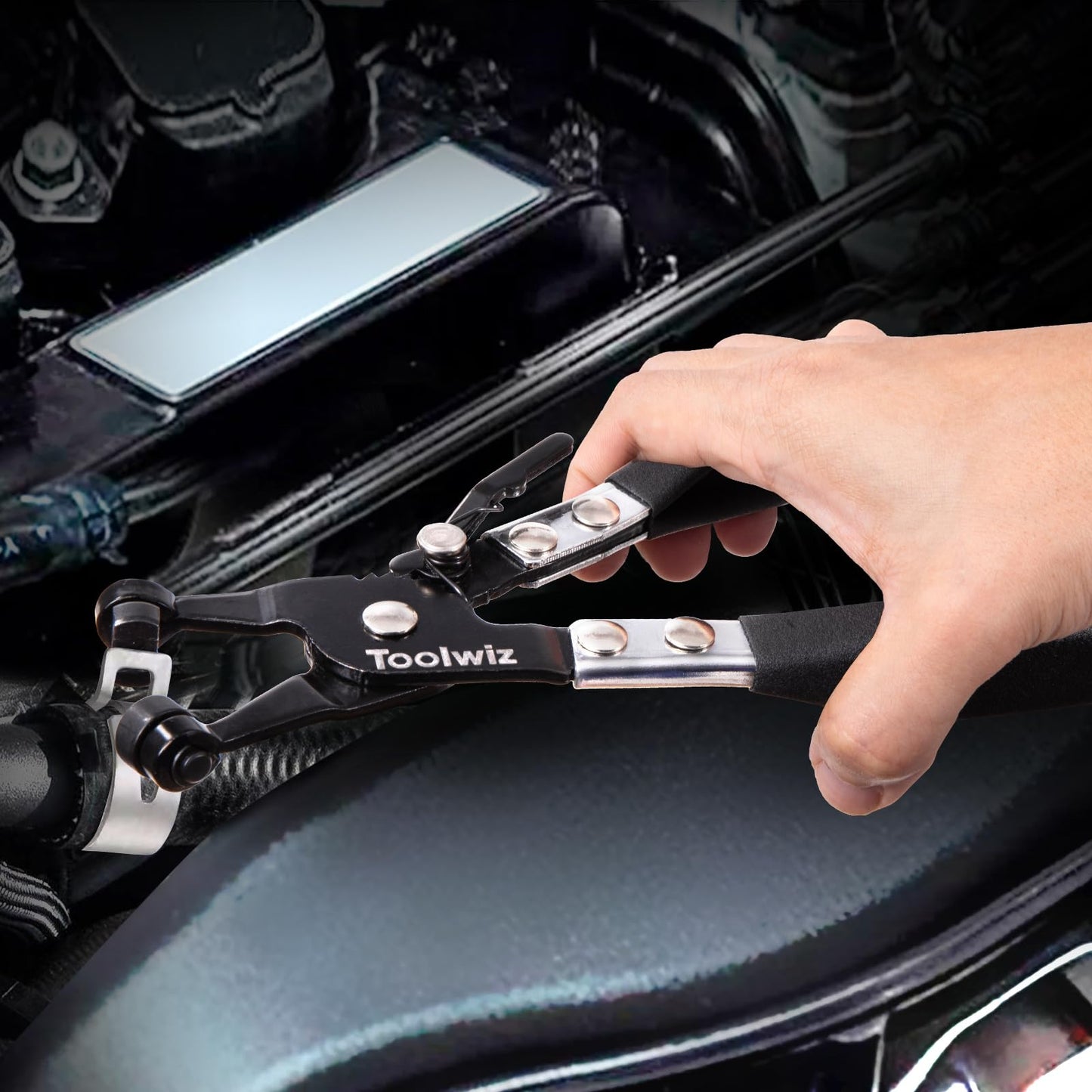 Toolwiz Alicates Abrazaderas Coche, Manguera Alicates Abrazaderas Metalicas Herramienta de Eliminación e Instalación, Herramientas Reparación Automática para de Manguera de Agua