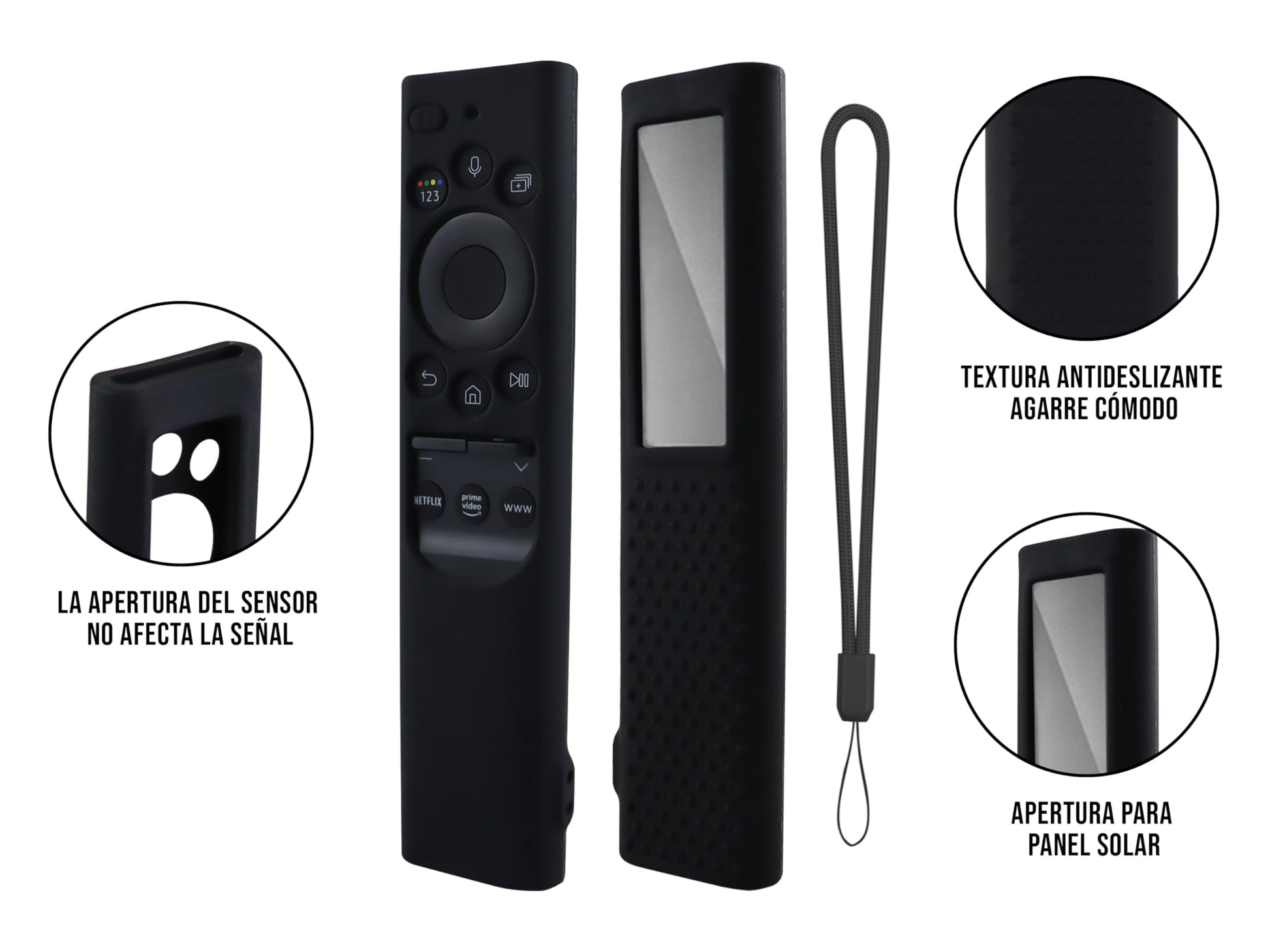 CONTROL EXPERT Funda para Control Samsung 4k Case Panel Solar Smart TV Pantalla Bn59-01363a, Bn59-01385d, Bn59-01357a Silicon Protector (Negro)