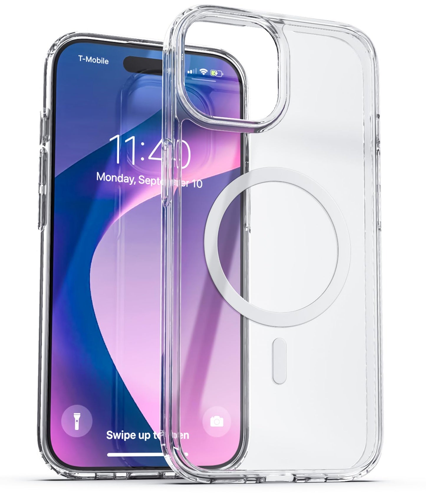 Funda para iPhone 15 Pro MAX Encased Transparente Magnética con Clip de Cinturón y Carcasa Antigolpes Compatible con MagSafe