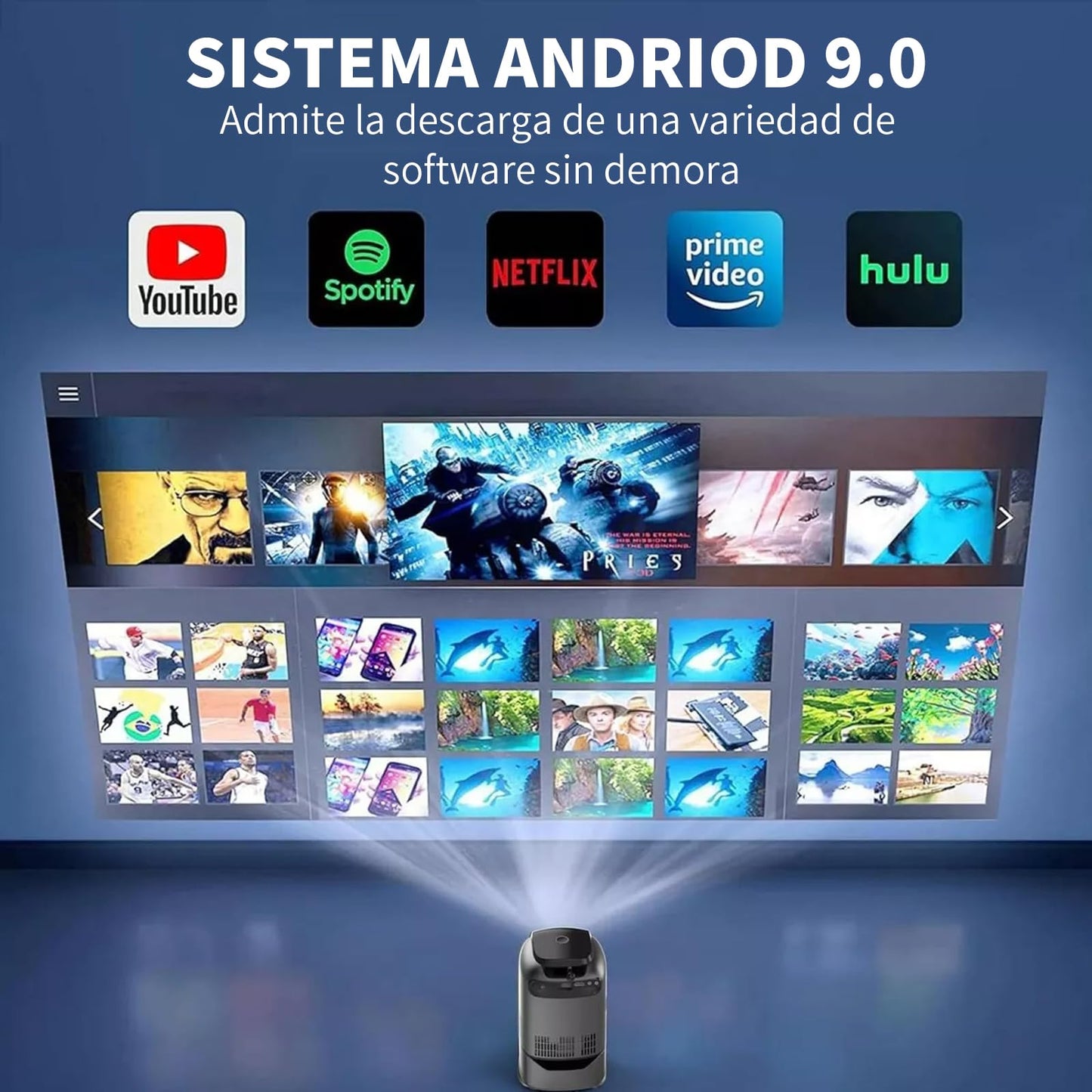 Proyector OCCULO 4K Blanco con WiFi 6 Incorporado y Tripie Retráctil