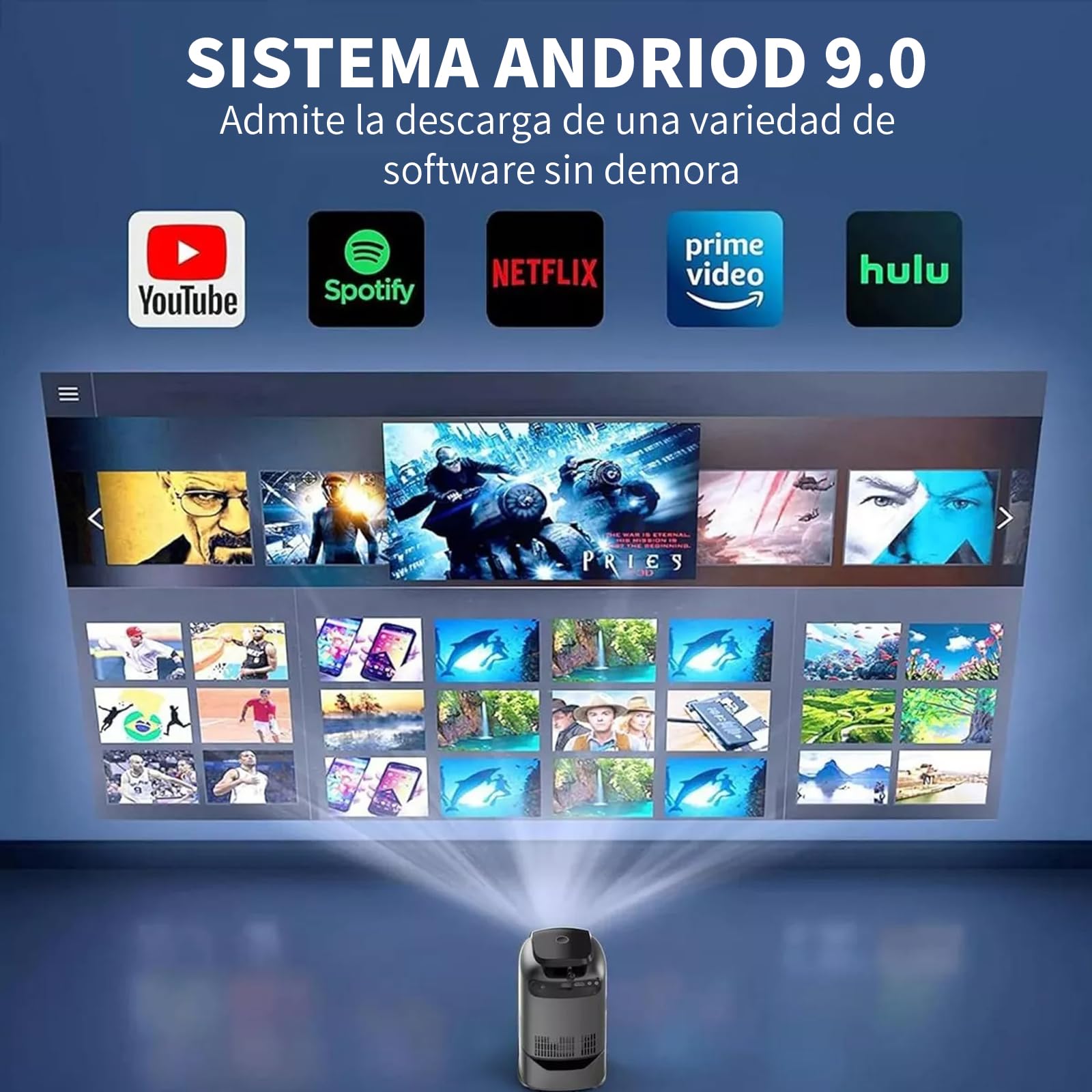 Proyector OCCULO 4K Blanco con WiFi 6 Incorporado y Tripie Retráctil