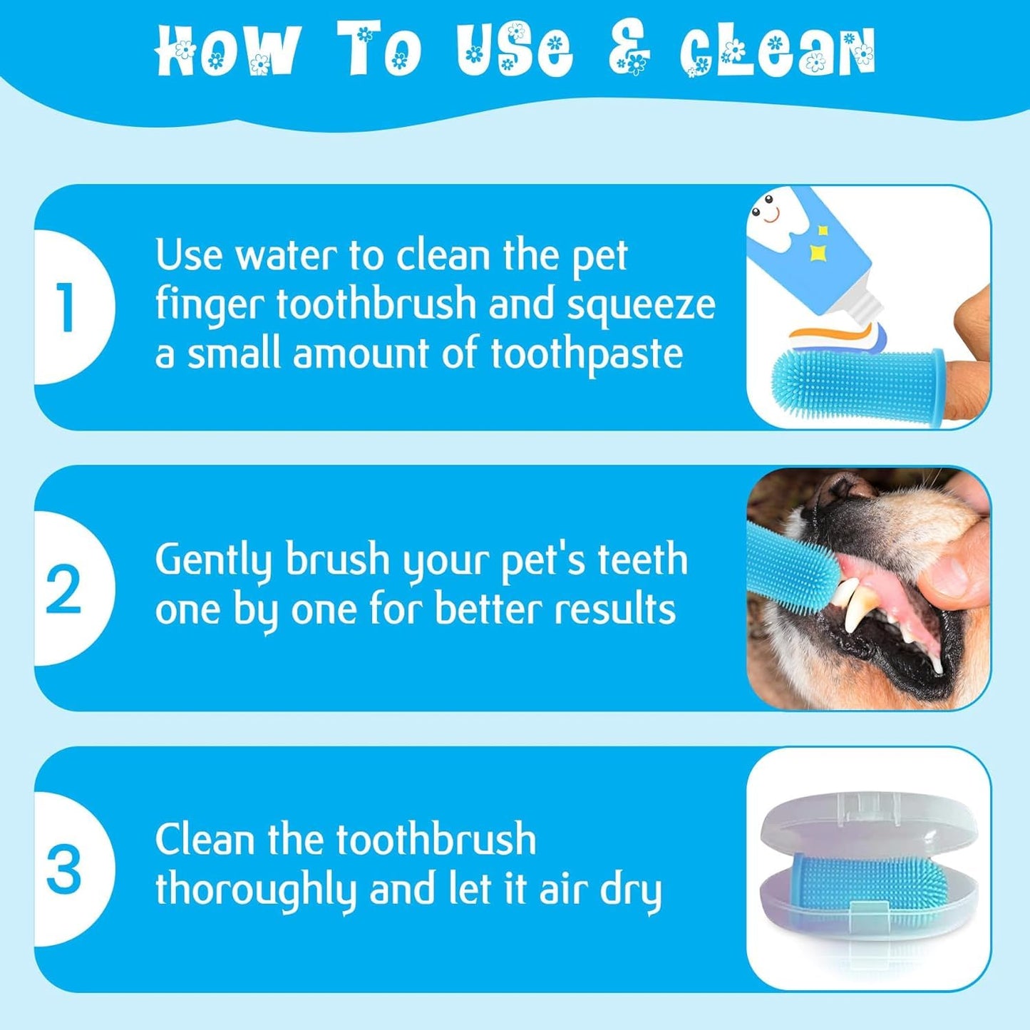 Cepillos Dentales Walquicks Blanco para Perro y Gato con Eliminación de Placa y Sarro