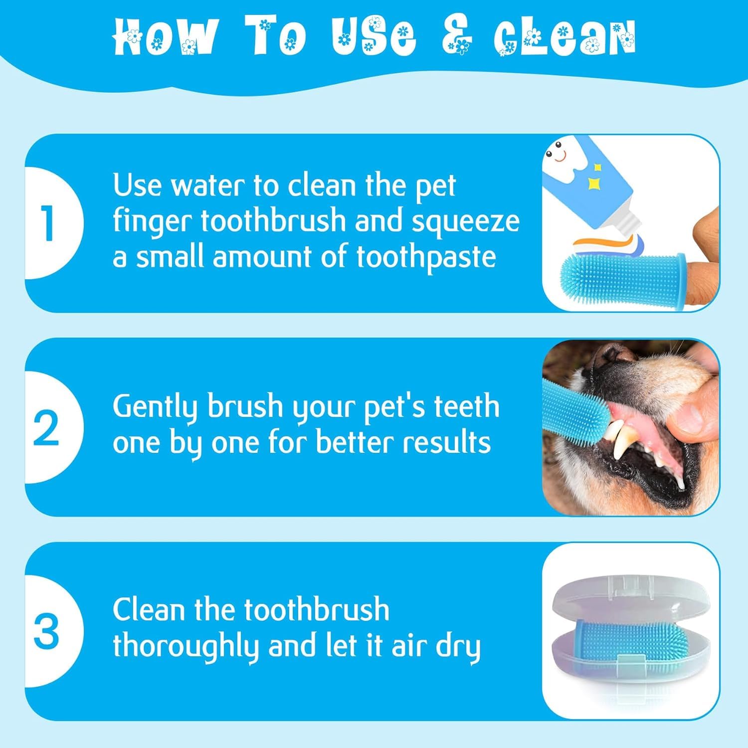 Cepillos Dentales Walquicks Blanco para Perro y Gato con Eliminación de Placa y Sarro
