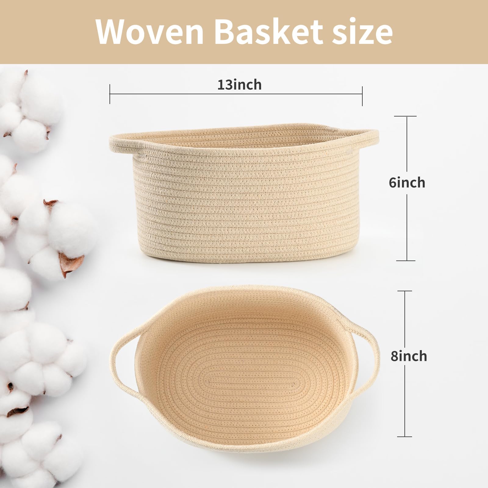 Happyiren - Cesta de regalo tejida con asa, cesta de regalo vacía color beige para guardería, regalos de baby shower, cumpleaños, boda, cubeta de almacenamiento decorativo para juguetes, pañales