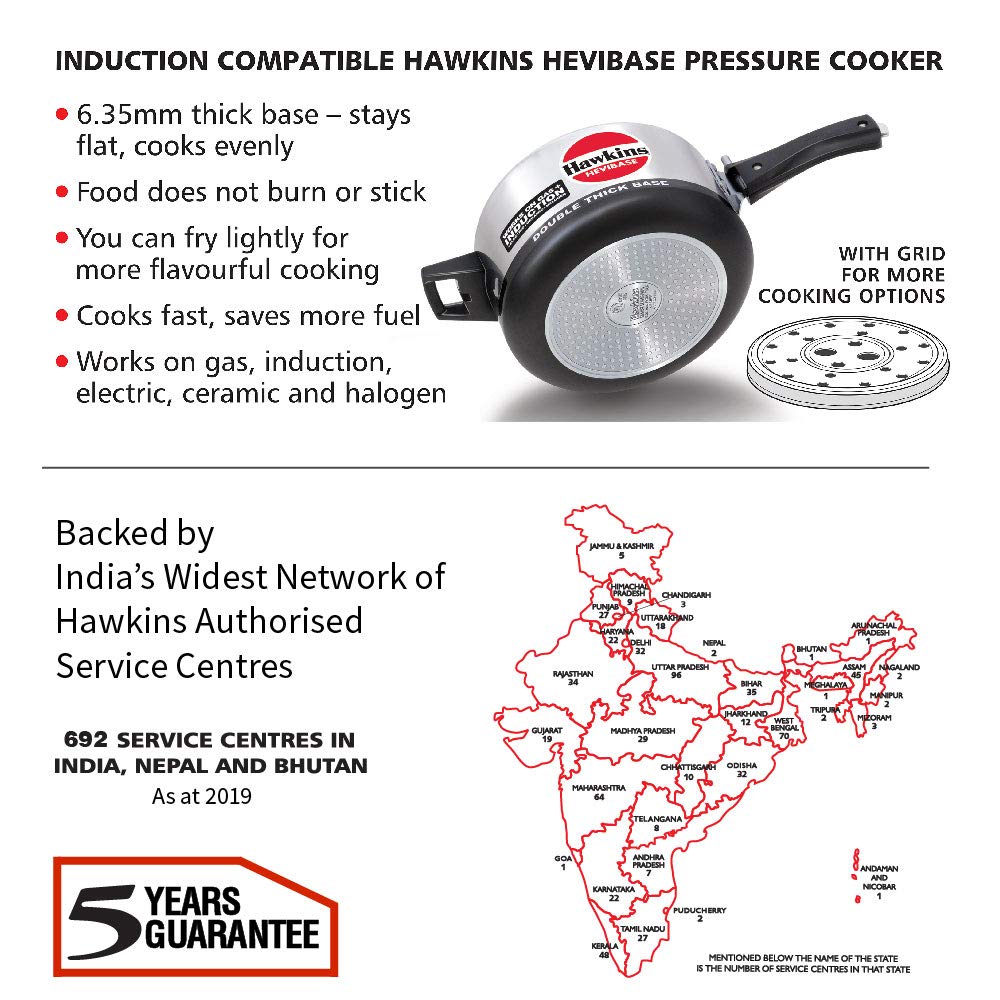 Hawkins Hevibase IH20 olla de presión de inducción, pequeña, plateada, Plateado, 3.5-Litre, 1