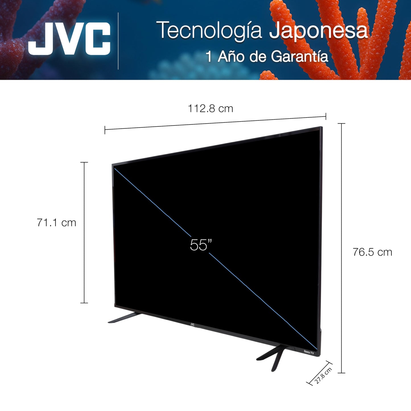 Televisión Pantalla 55 Pulgadas JVC Roku TV 4K UHD SI55URF