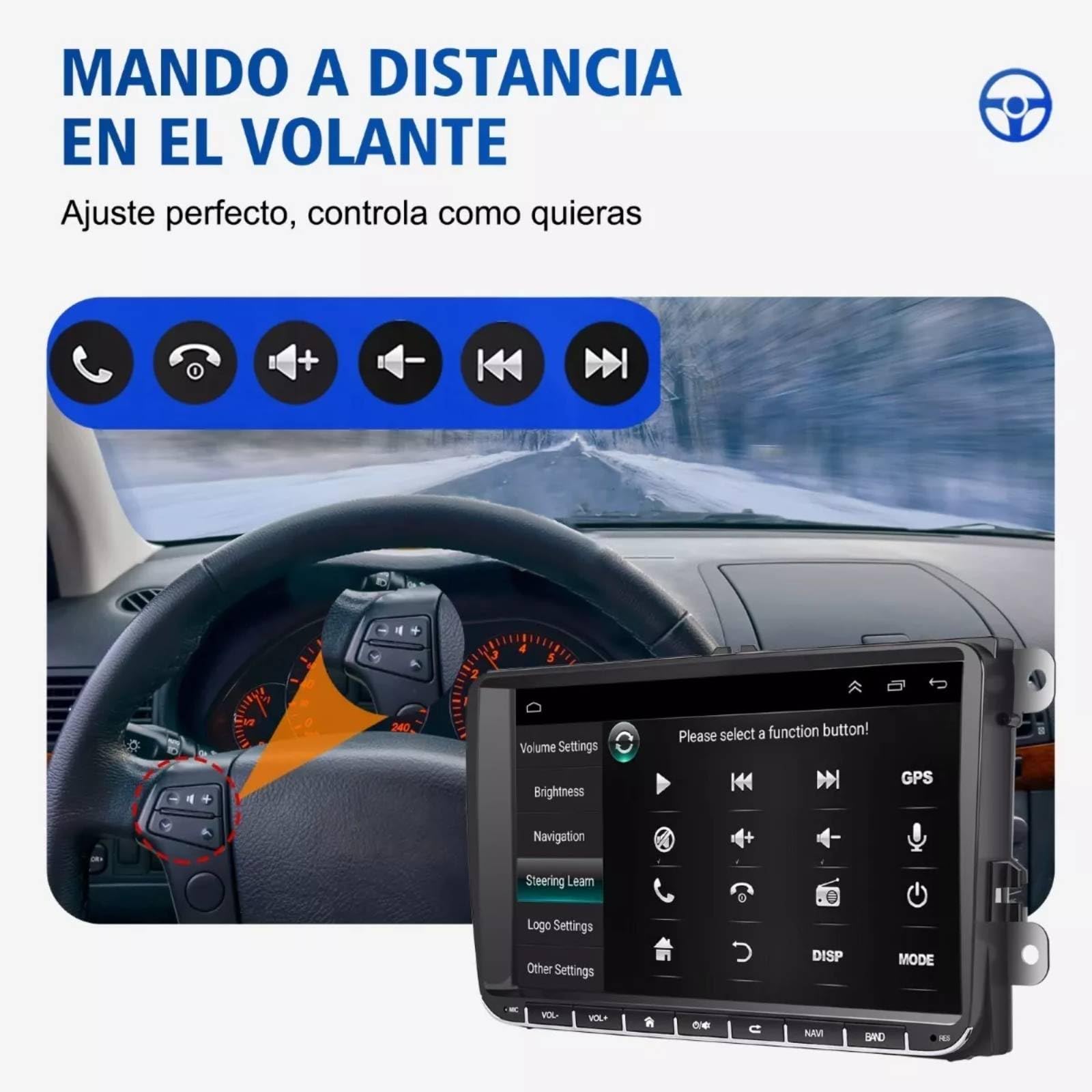 FINYQBET Autoestereos para Carro de 9.1 Pulgadas de de Android 11 de W7060,2+32 Estéreo para Pantalla Carplay para Auto con Android Auto,Mirrorlink,GPS,Control de Volante,RAC y más