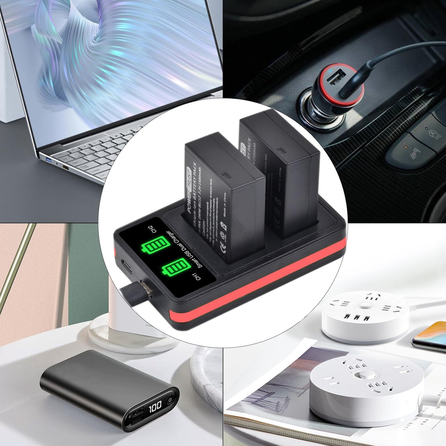Batería con Cargador Dual USB PowerTrust para Cámara Digital Panasonic Lumix