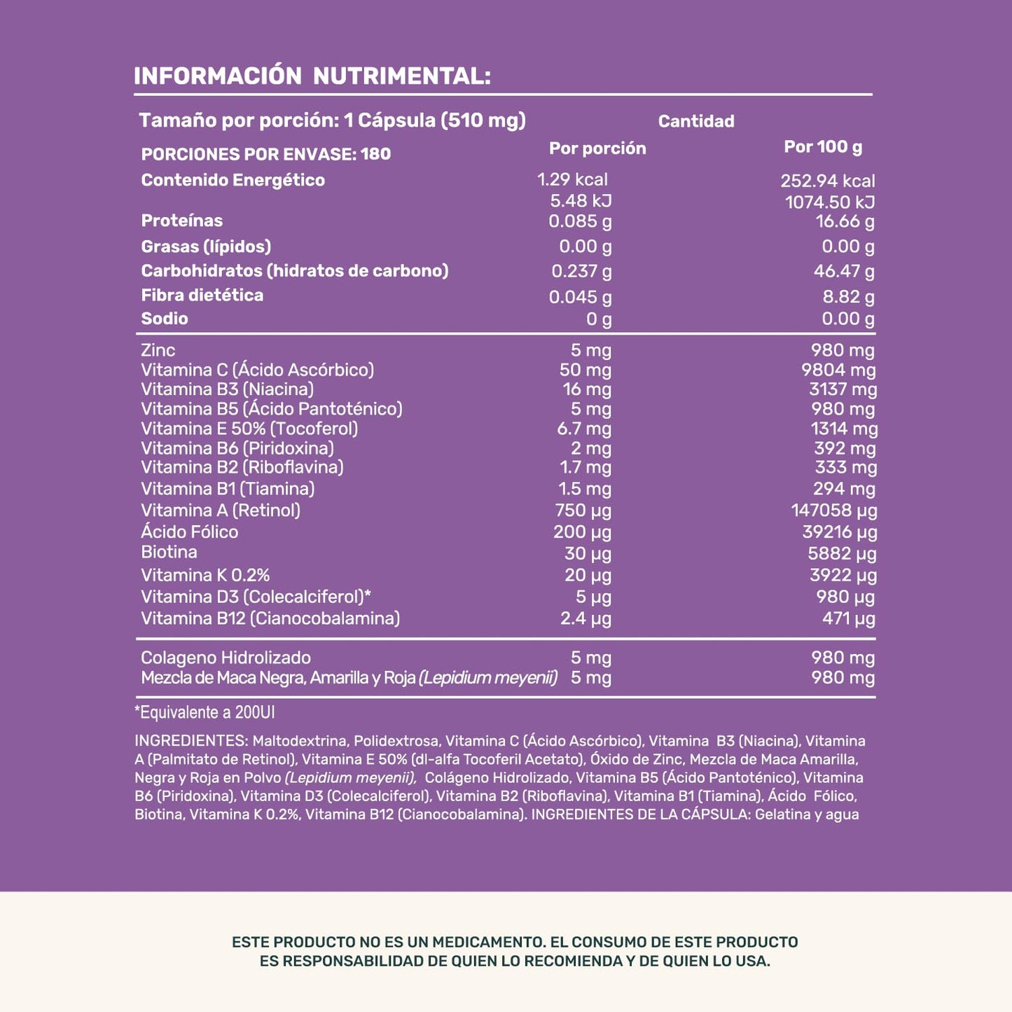 Multivitamínico Suplemento con Colágeno Hidrolizado para Mujer 180 Cápsulas
