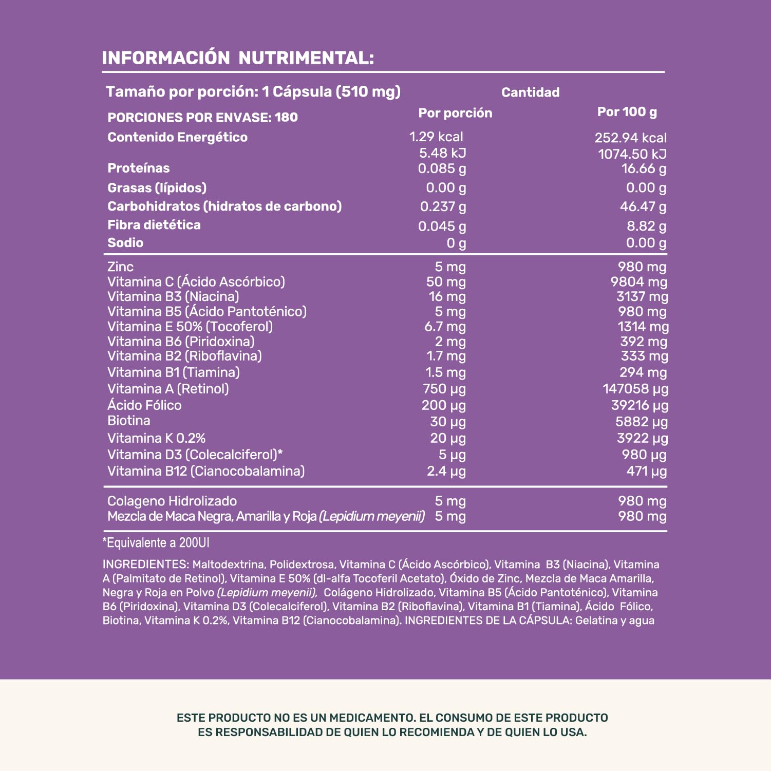 Multivitamínico Suplemento con Colágeno Hidrolizado para Mujer 180 Cápsulas