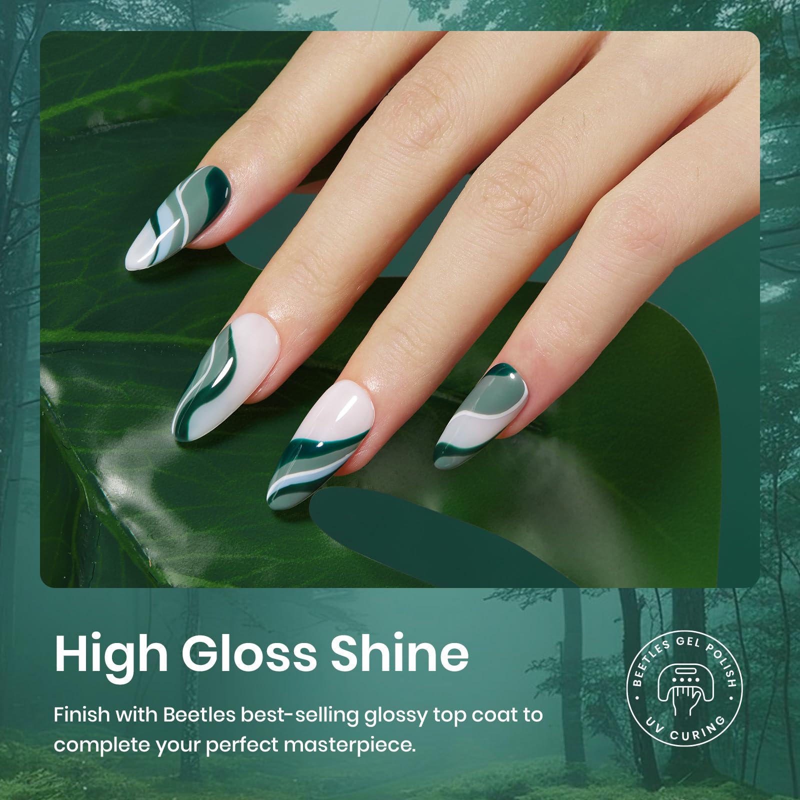Beetles Blue Green Gel Nail Polish Set - 6 Colors Misty Gray Dark Green Gel Polish Kit Baby Blue Nail Gel Polish Soak Off UV LED Gel Nail Kit Vanish Manicure DIY Home Chrismas Gifts Box