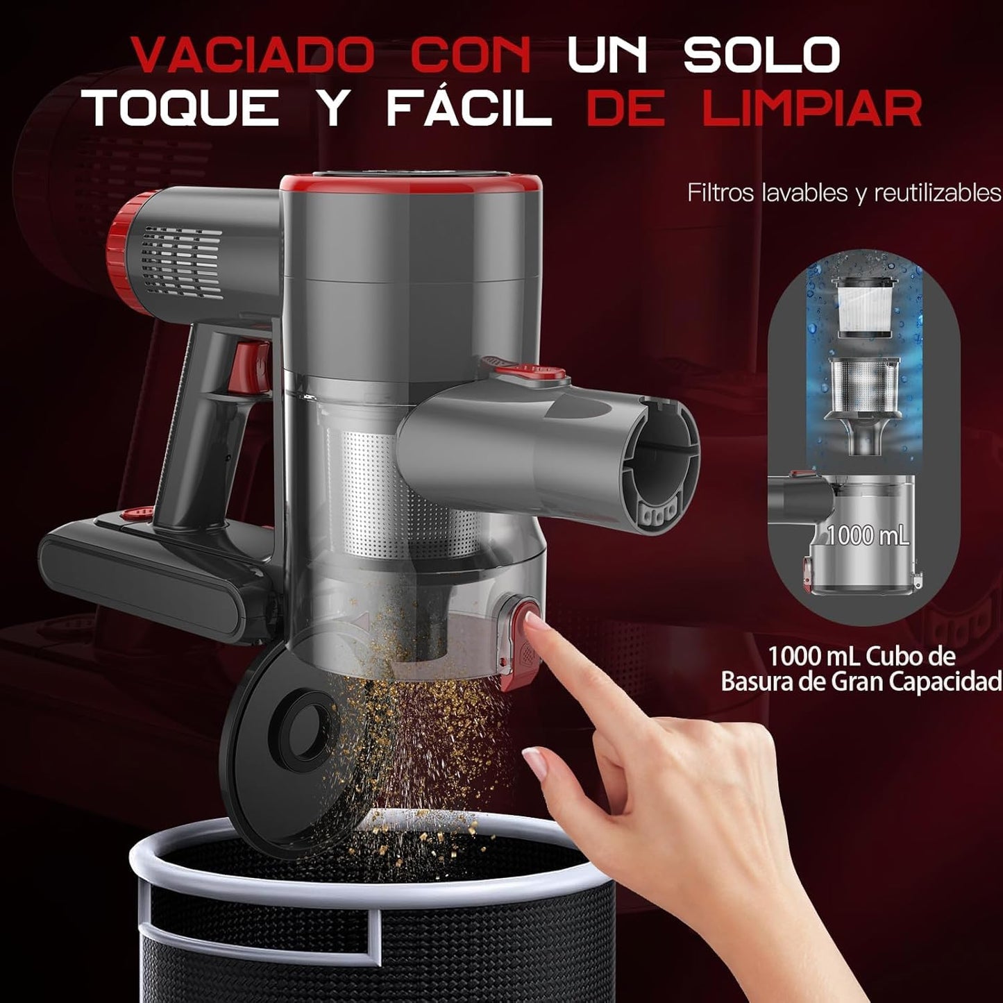 COYIVI 6 en 1 Aspiradora Inalámbrica, Aspirar y Trapear, 30Kpa Aspirador Vertical Sin Cable con Pantalla Táctil para Hogar, Aspiradora de Mano con Potente Succión para Alfombras/Suelos Duros/Pelo de Mascotas