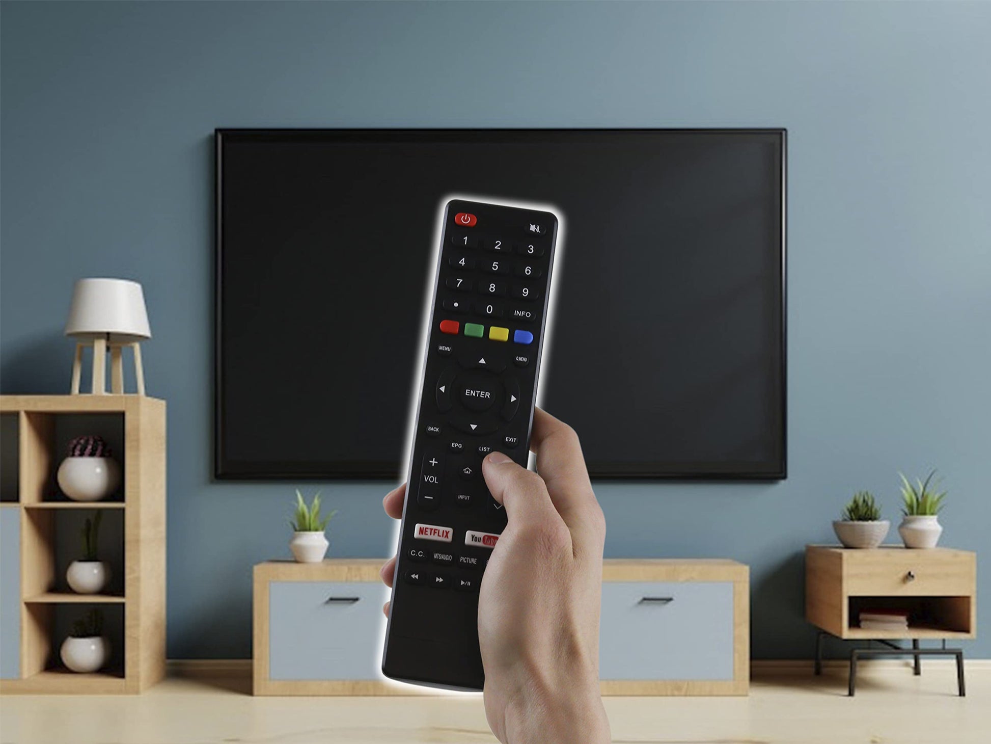 Control Remoto Compatible con Element E4sft551rem E4sft551 ALUX Al50sbuhd Rc-741pc Atvio At-u58s840 Infocus Im32es840 HKPRO Hkp40sm10 Netflix Youtube Pantalla Smart TV