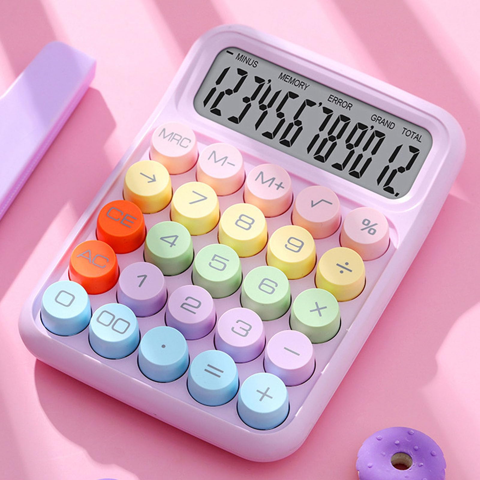 Calculadora Electrónica de Colores, Calculadora a Prueba de Salpicaduras, Conveniente para Uso Escolar y Doméstico (Lila Púrpura)