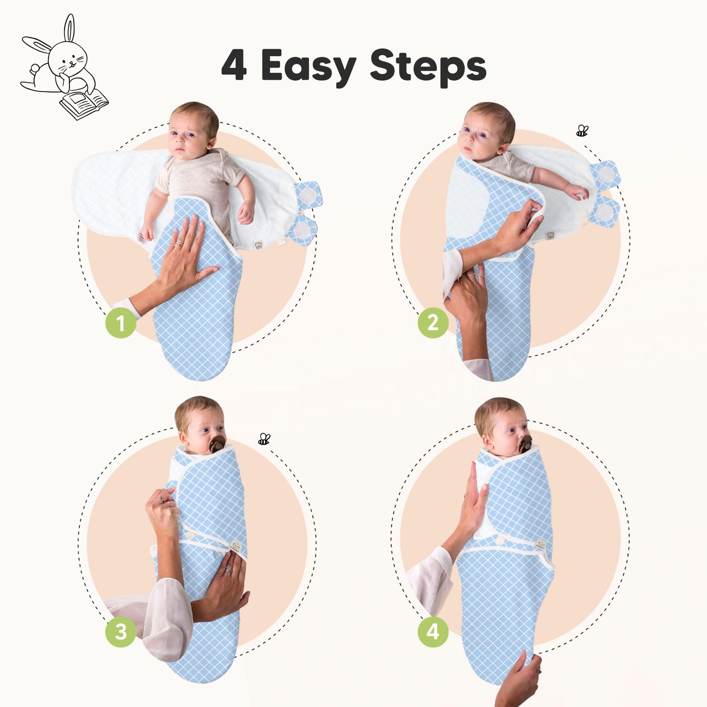 Paquete de 3 Sacos de Dormir orgánicos para bebés – Pañales para recién Nacidos, bebés de 0 a 3 Meses, bebés, niños, Saco de Dormir Suave y cómodo, Mantas para bebés recién Nacidos, fáciles de Usar