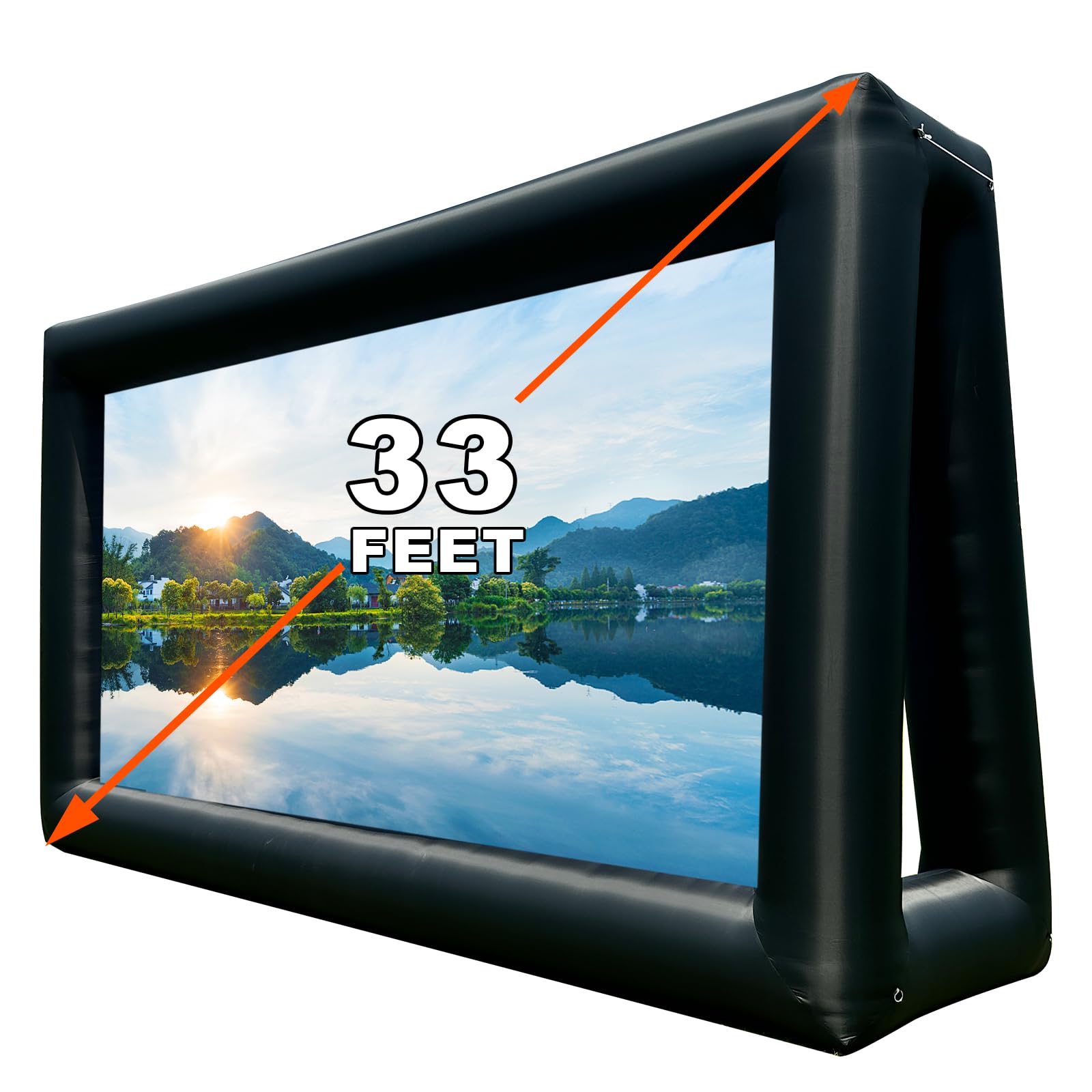 visualización de proyector inflable para exteriores de 33 pies con soplador de aire, fácil de instalar, TV inflable en casa, cine en casa para patios traseros, noches de cine, fiesta, diversión,