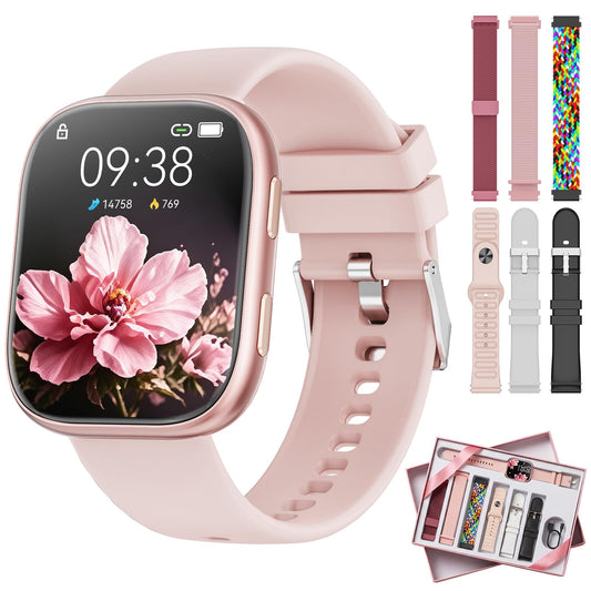 Reloj Inteligente Mingtawn Beige con 7 Correas y Llamada Bluetooth para Mujer