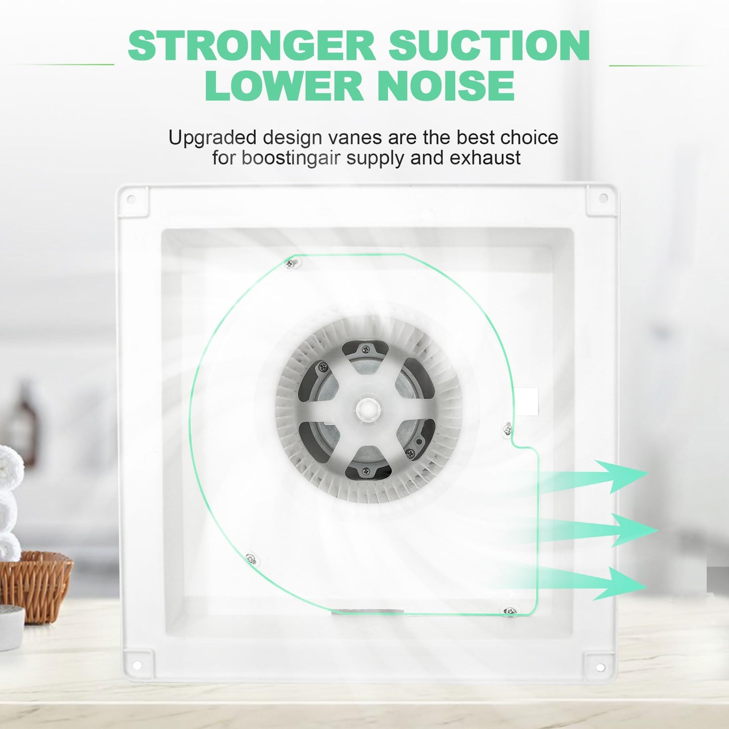 Ventilador de Escape POWERENG Blanco 164 CFM 0.7 Sones para Baño, Ducha, Hogar y Oficina