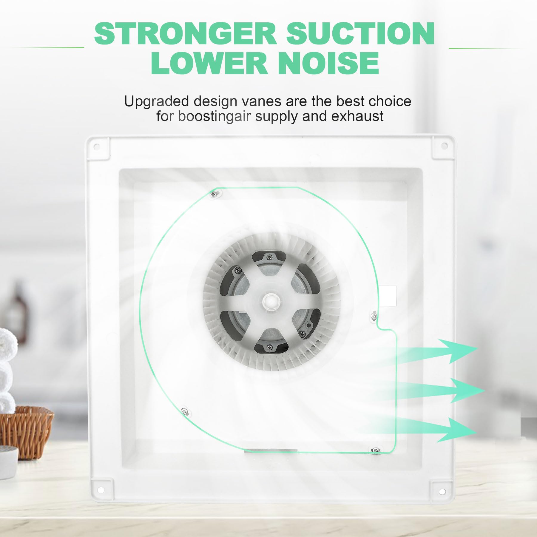 Ventilador de Escape POWERENG Blanco 164 CFM 0.7 Sones para Baño, Ducha, Hogar y Oficina