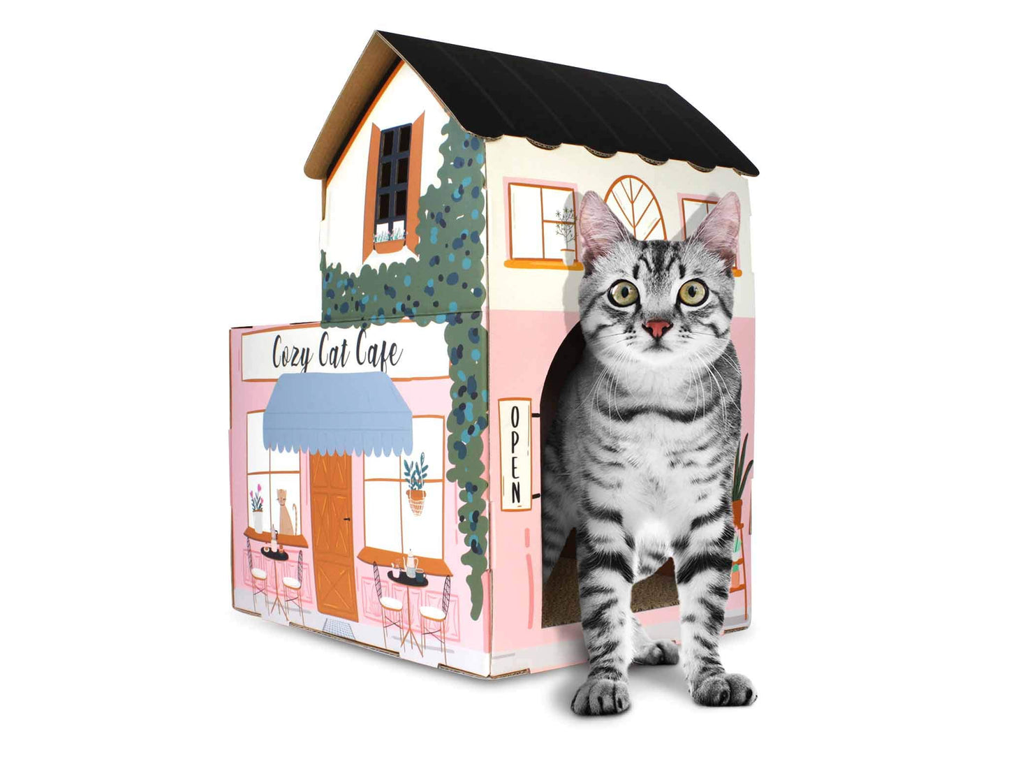 American Cat Club Cat House & Cat Scratcher w/Bonus Catnip Included (ACC2036)