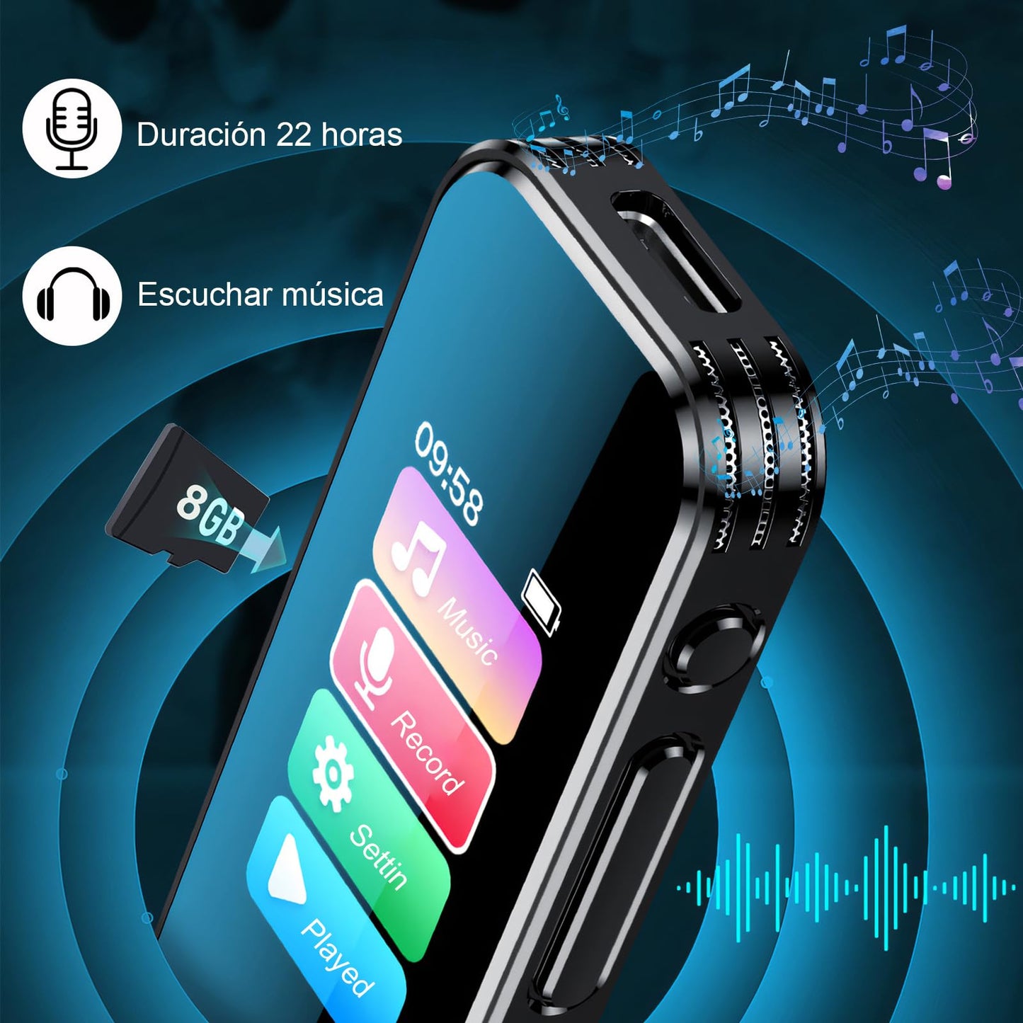 Grabadora de Voz Digital RYEWGRV 8 GB con Reducción de Ruido Recargable