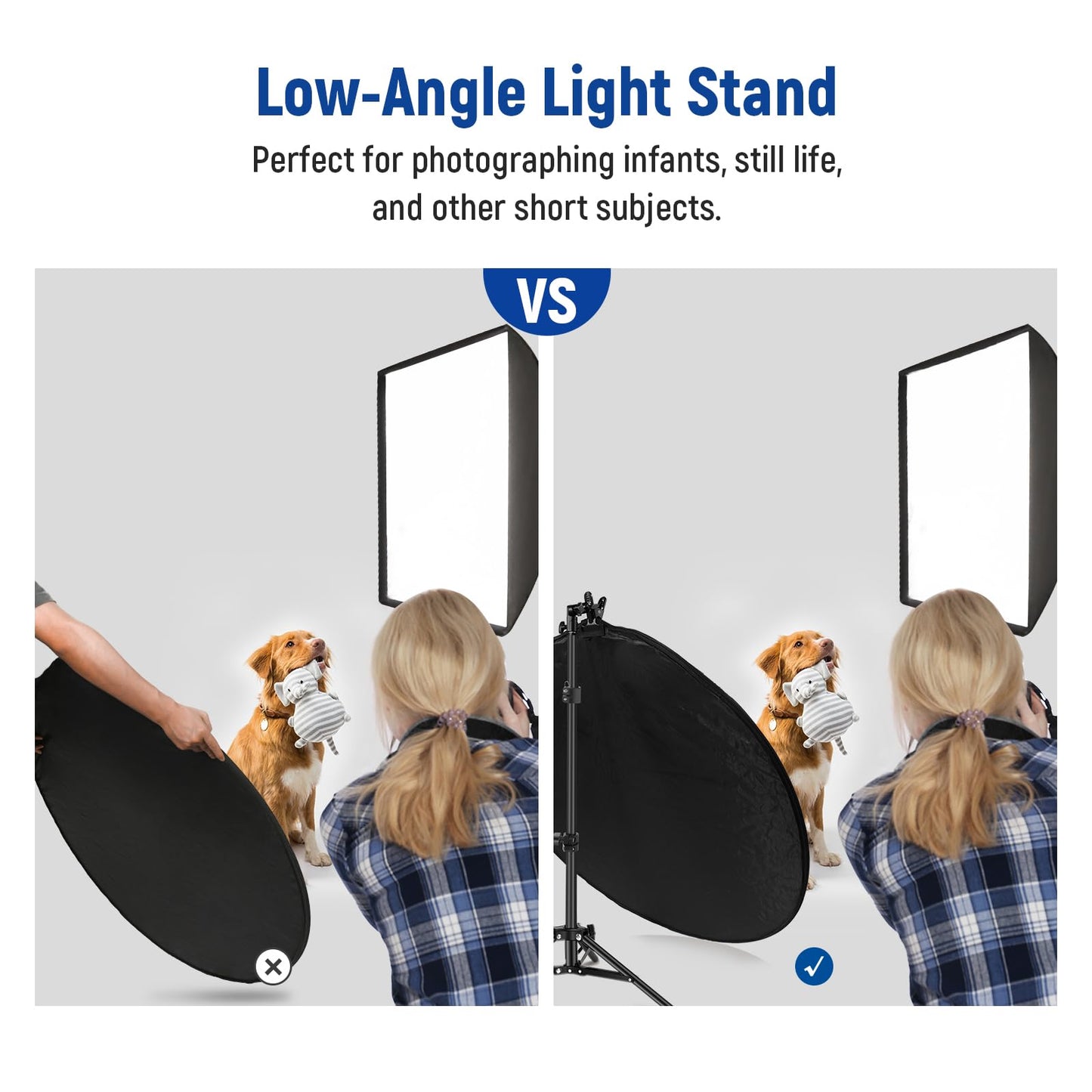 NEEWER Kit de Reflector de Luz de 43"/110cm, Reflector Redondo Plegable 5 en 1 (Translúcido/Plateado/Dorado/Blanco/Negro), Abrazadera de Metal y Soporte Corto de 21"-43"/53-110cm para Fotografía