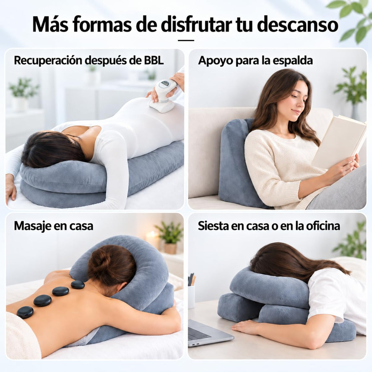 Almohada Viscoelástica SIJEW Blanca para Dormir Boca Abajo y Masajes
