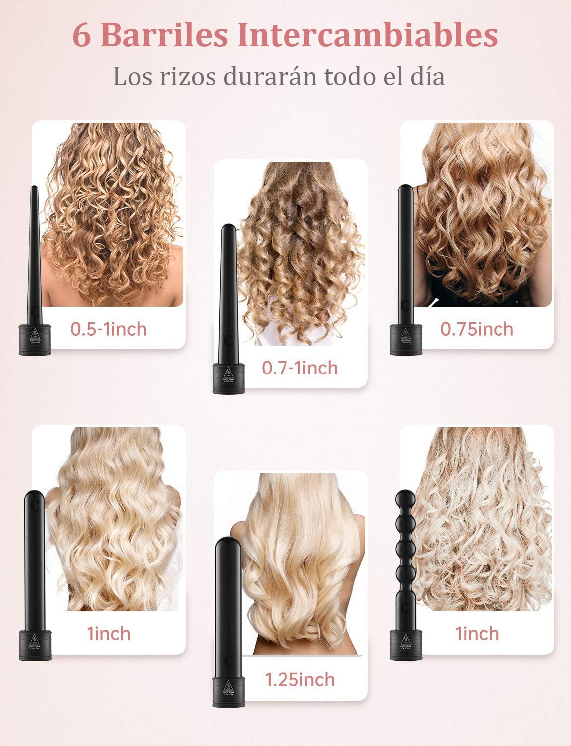 Rizador de Cabello 6 en 1 con Guantes y Peines - Tecnología Cerámica, Temperatura Ajustable y LED - Herramientas de Peinado Profesionales para Cabello Largo y Corto en Tienda Online