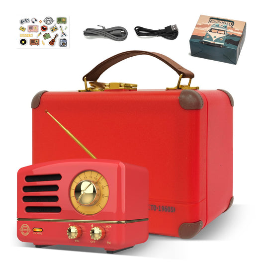 Muzen - Altavoz Bluetooth portátil, Altavoz inalámbrico pequeño de Metal OTR, Radio FM con Antena AUX, 10 Horas de Tiempo de reproducción prolongado, Audio estéreo de Alta fidelidad con veliz,