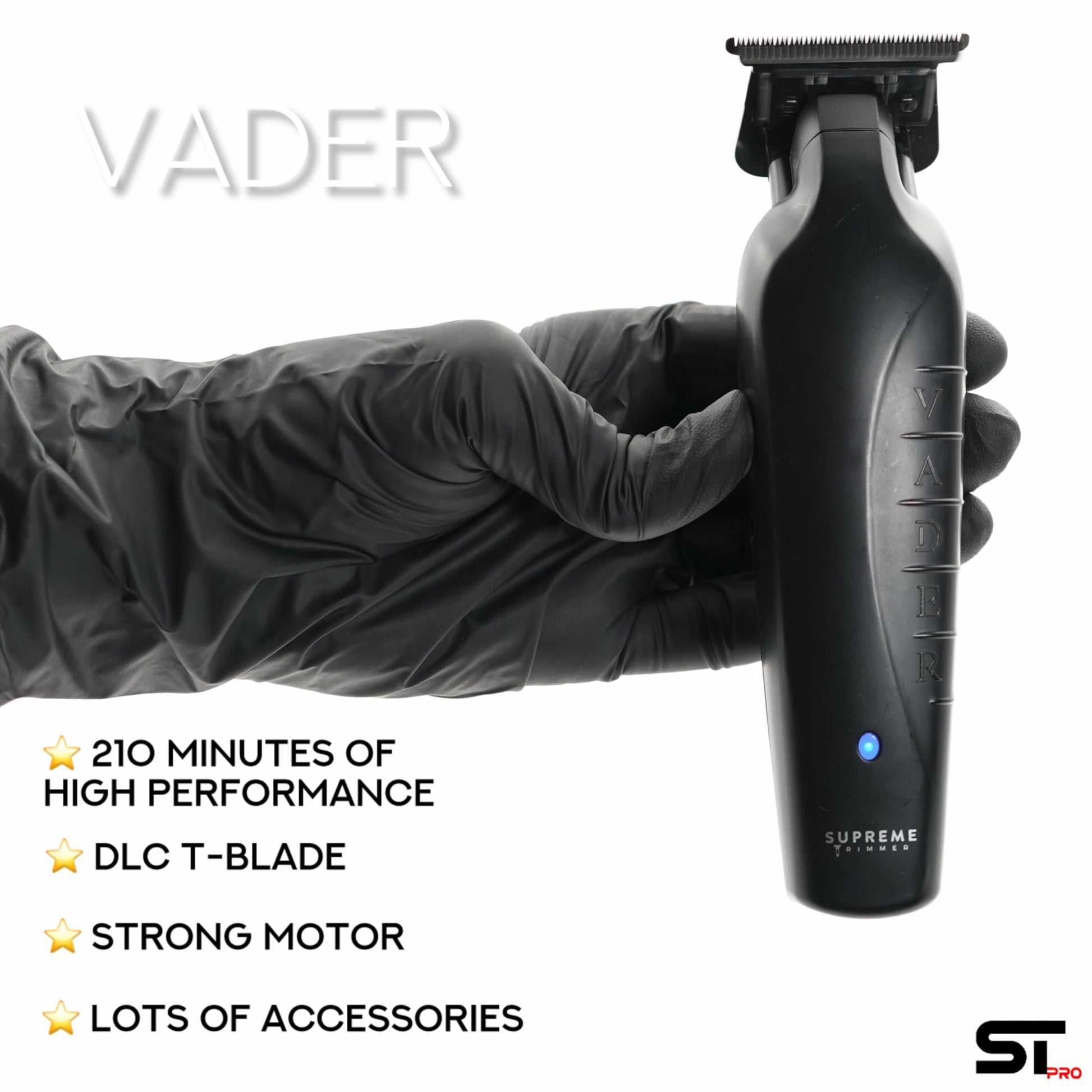 Cortadora Profesional Supreme Trimmer Vader Negra con Cuchilla en T para Barberos