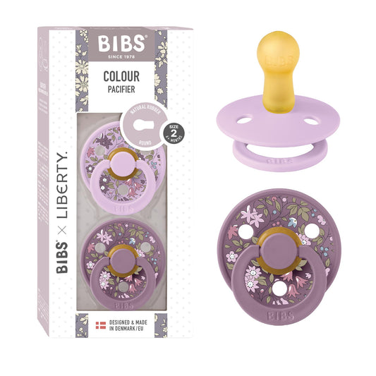 BIBS Liberty diseño Exclusivo 2 chupetes. Libre de BPA, Tetina redonda. Látex natural, Talla 2 (6-18 meses) Chamomile Lawn/Violet Sky…