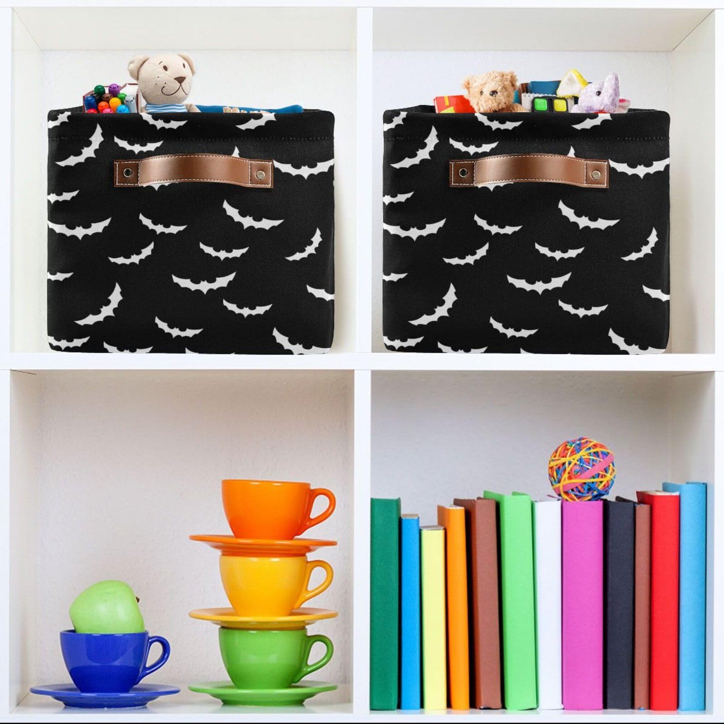 XUWU - Cesta de almacenamiento multiusos para murciélagos y Halloween, diseño gótico