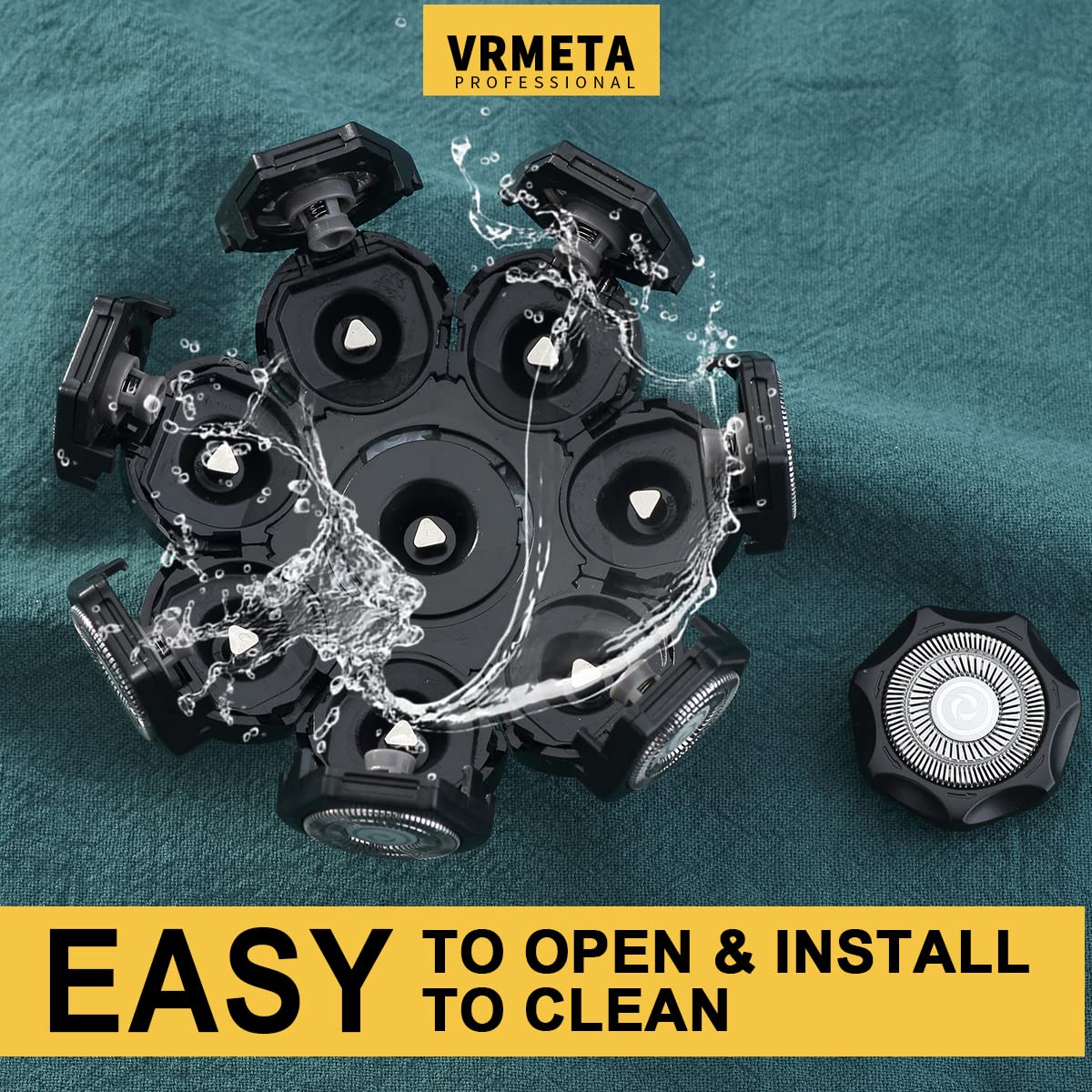 VRMETA- Cabezales de repuesto para afeitadora de cabeza, cuchillas flotantes, afeitadora eléctrica de acero inoxidable afilada 8D para hombres