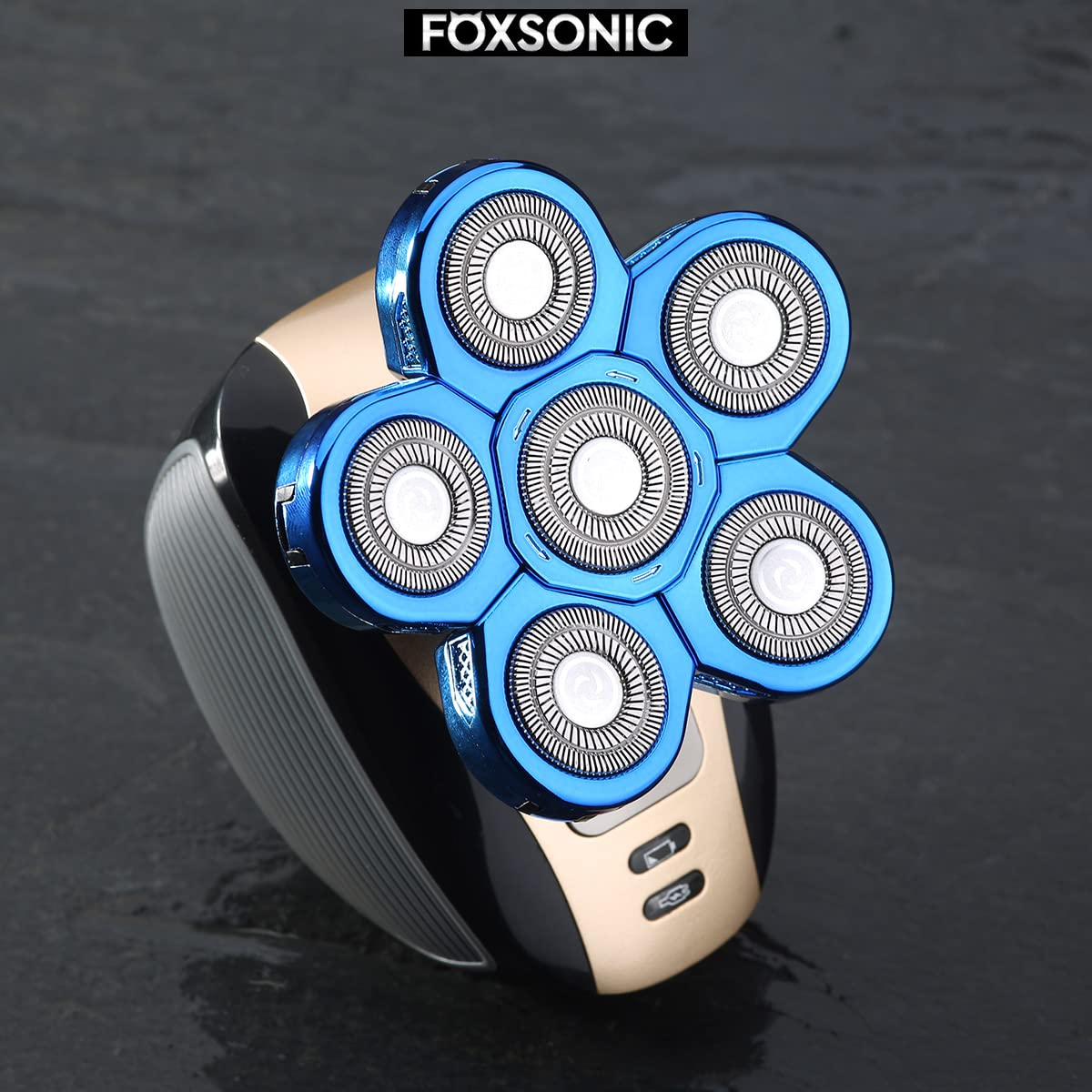 FOXSONIC- Cabezales de repuesto para afeitadora de cabeza de 6 hojas azules, cabezales de repuesto para afeitadora de cabeza de 6 hojas, cuchillas de repuesto para afeitadora de cabeza calva