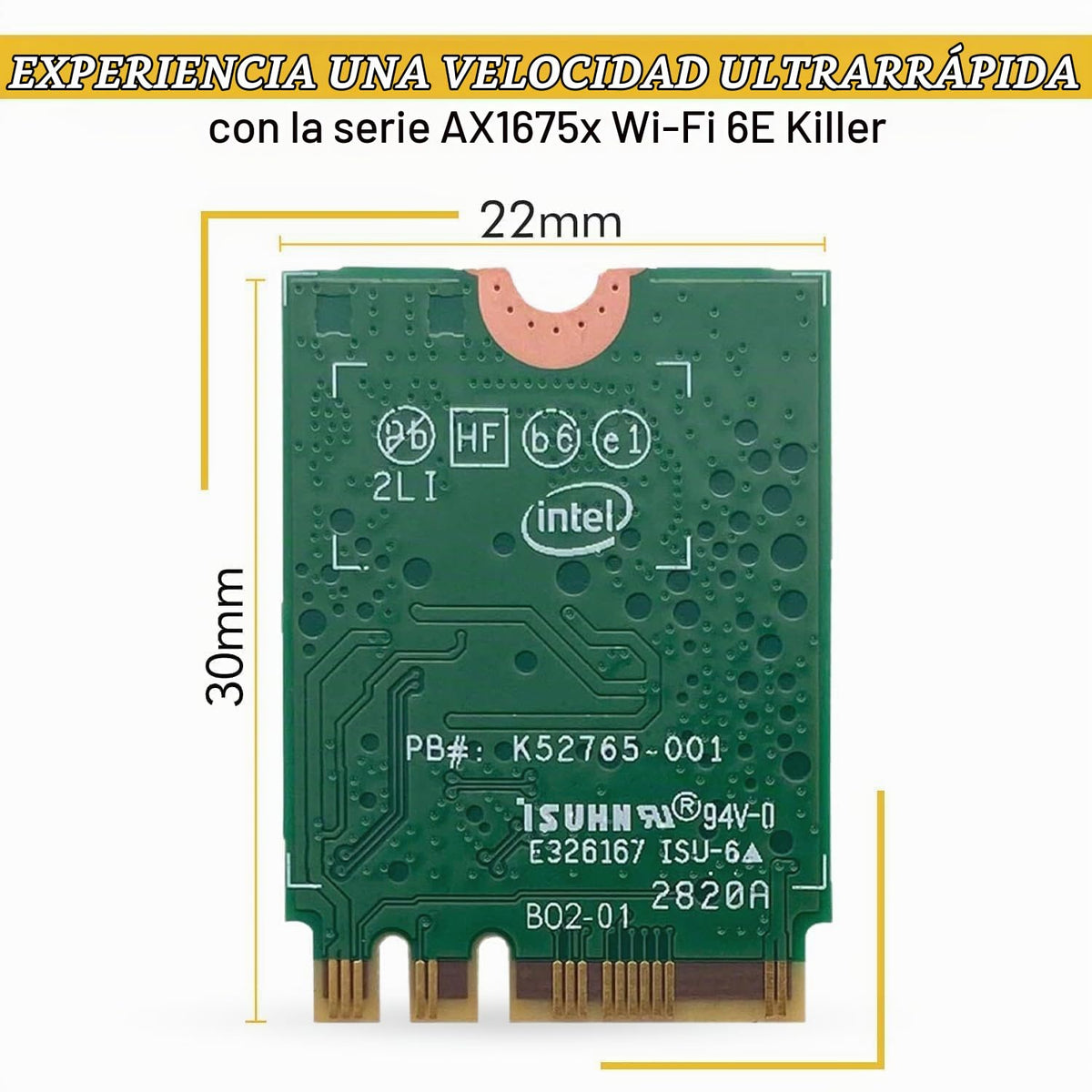 Tarjeta WiFi 6E HighZer0 Electronics Killer Series Negro M.2 para PC Compatible con Bluetooth 5.3 para Intel AX1675x Gaming